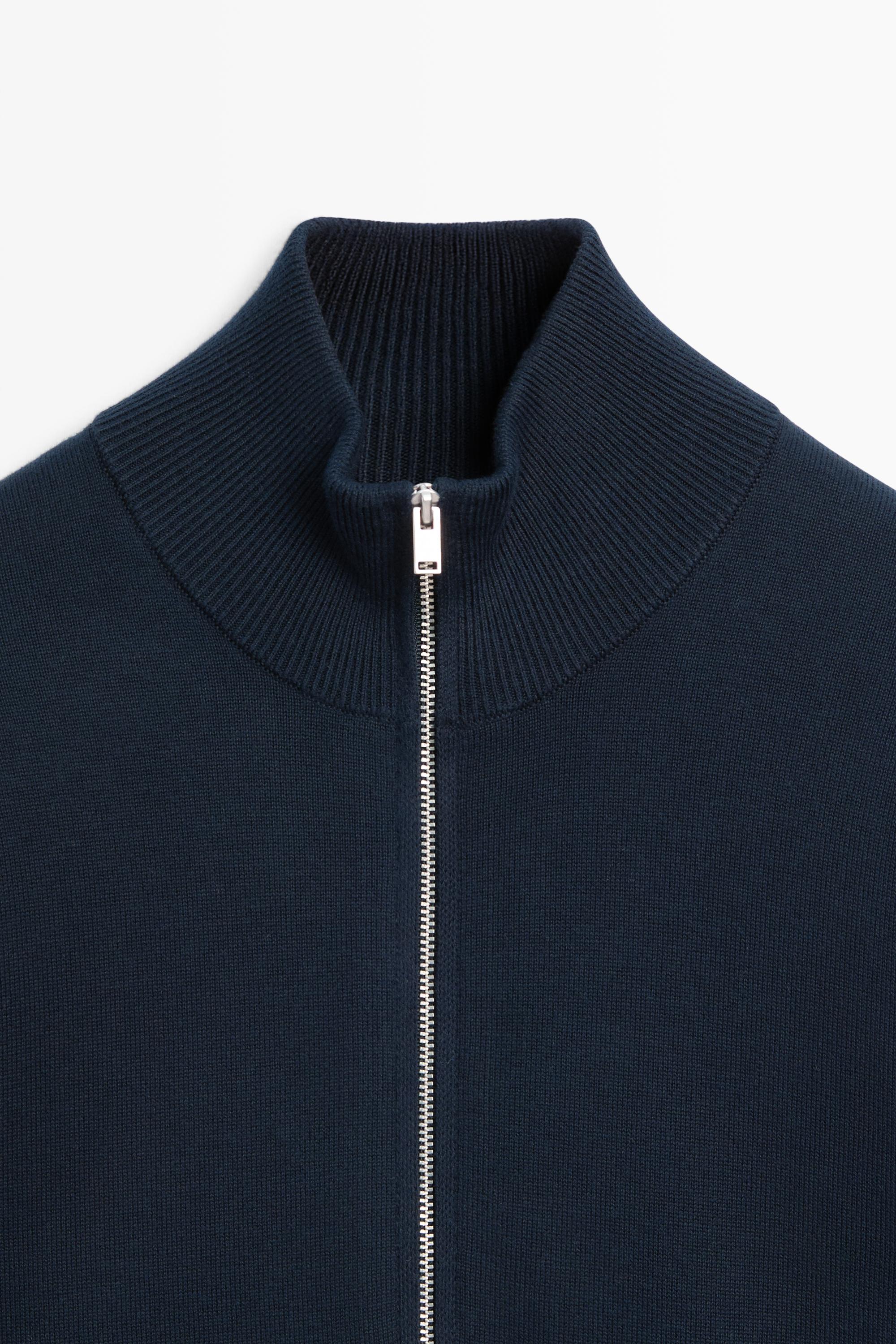 100% cotton knit cardigan — NAVY BLUE