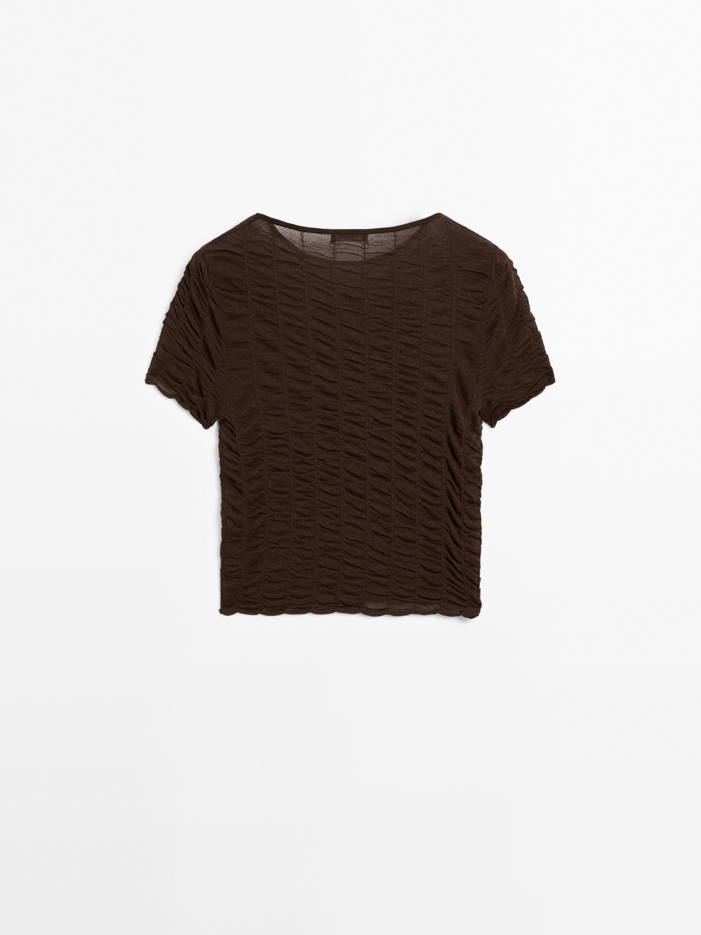 Short sleeve T-shirt with gathered detail