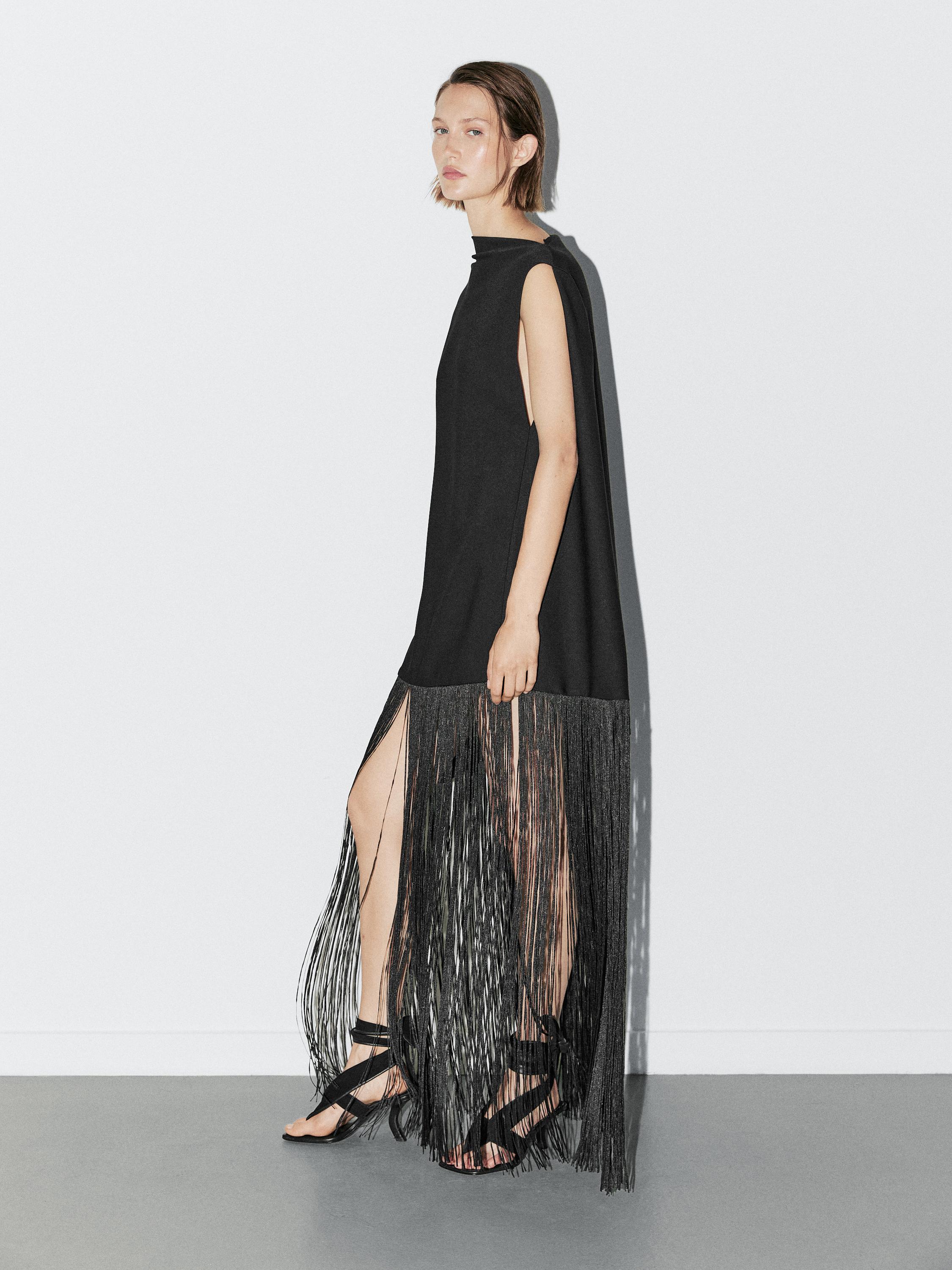 Long dress with fringe detail - STUDIO