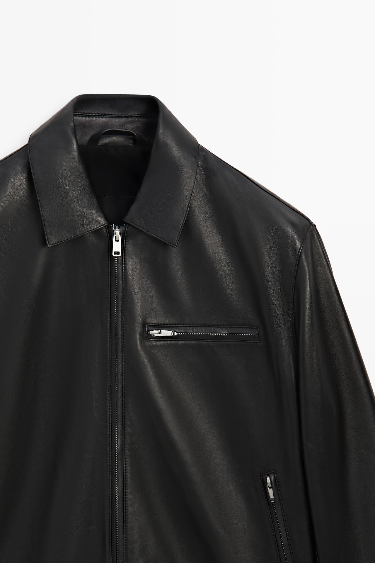 Nappa leather jacket with pocket detail — BLACK