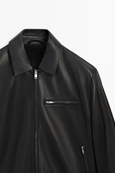 Nappa leather jacket with pocket detail — BLACK 4