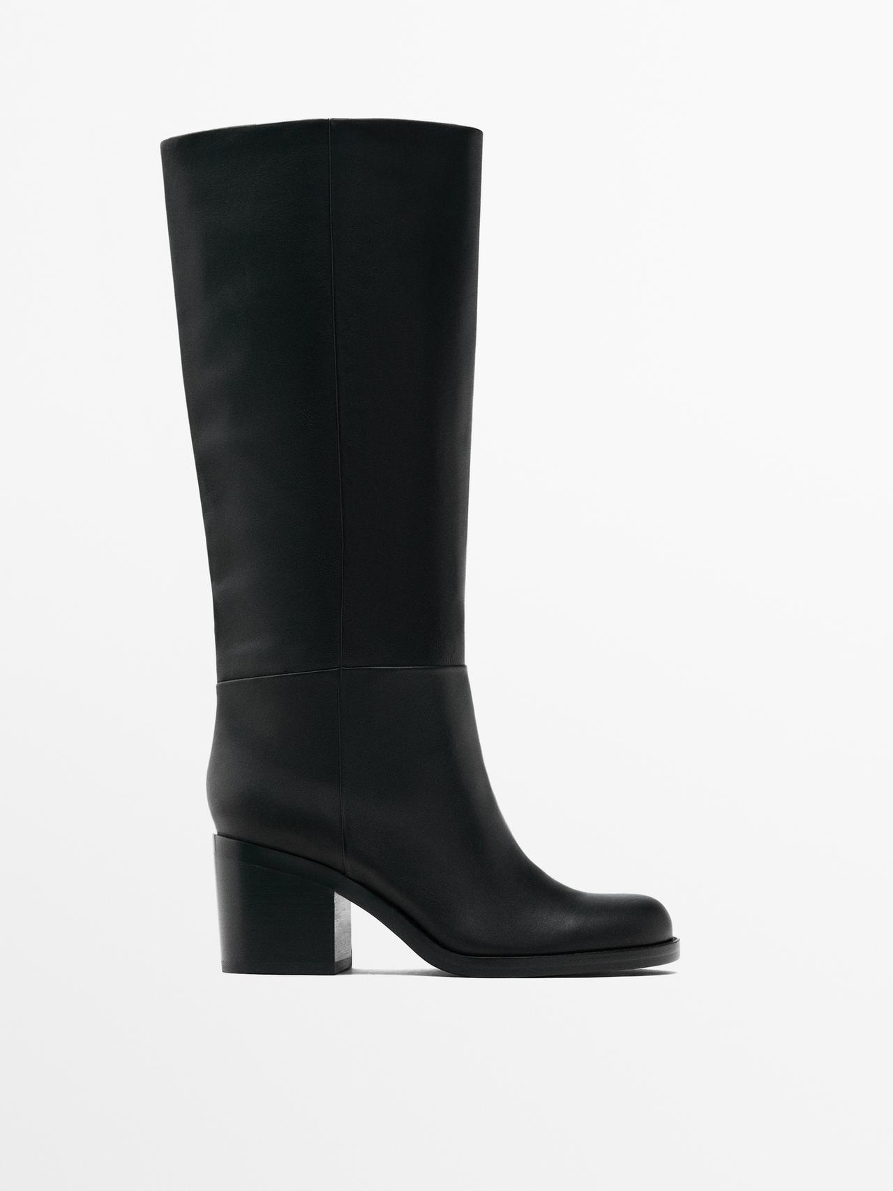 Bota De Tacão Largo - Preto - 42 - Massimo Dutti - Mulher