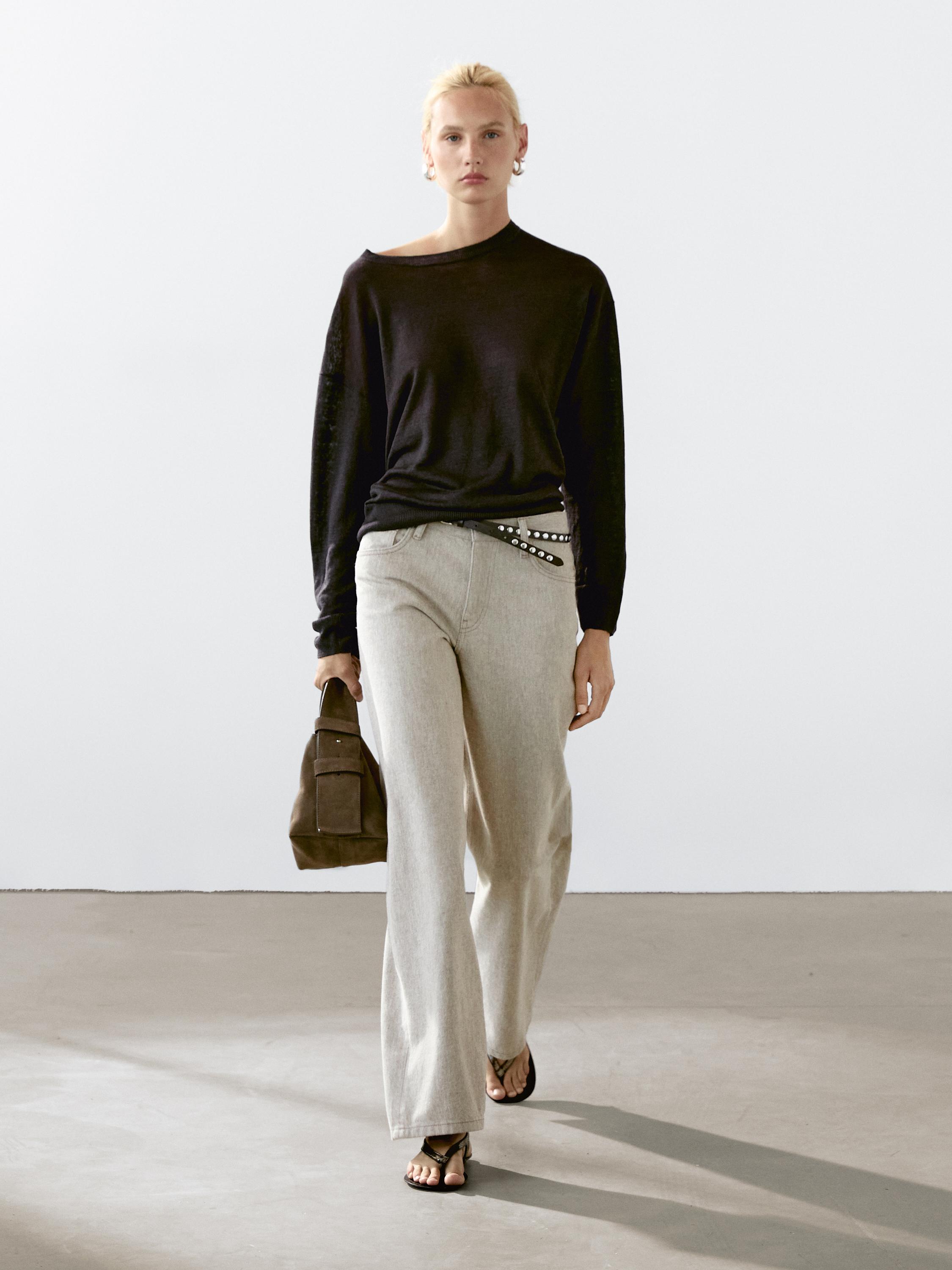 Dzianinowy sweter oversize ze 100% lnu