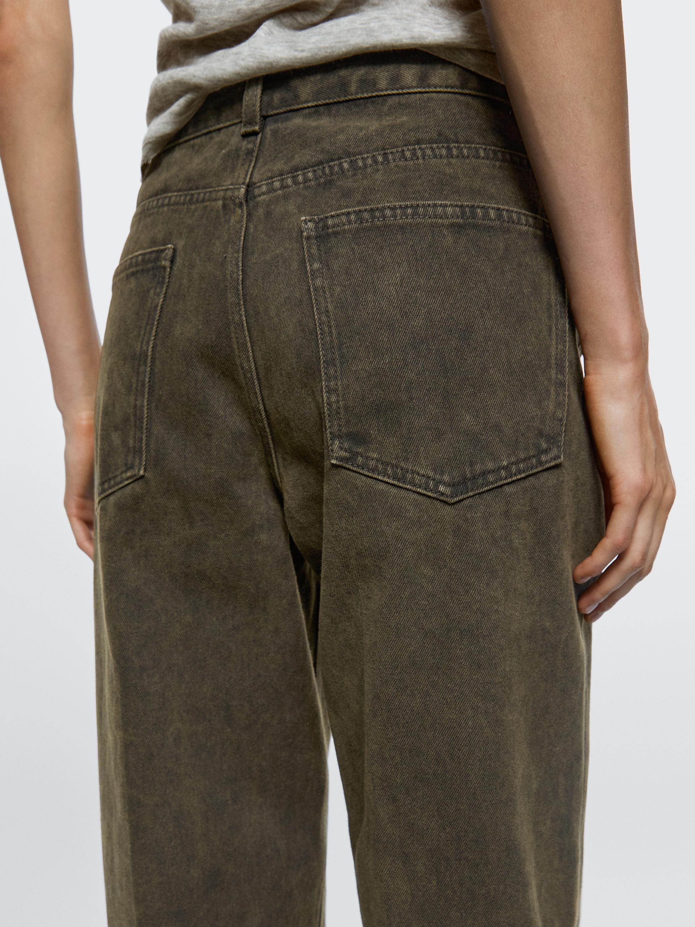 Mid-rise balloon fit jeans — DARK GREEN