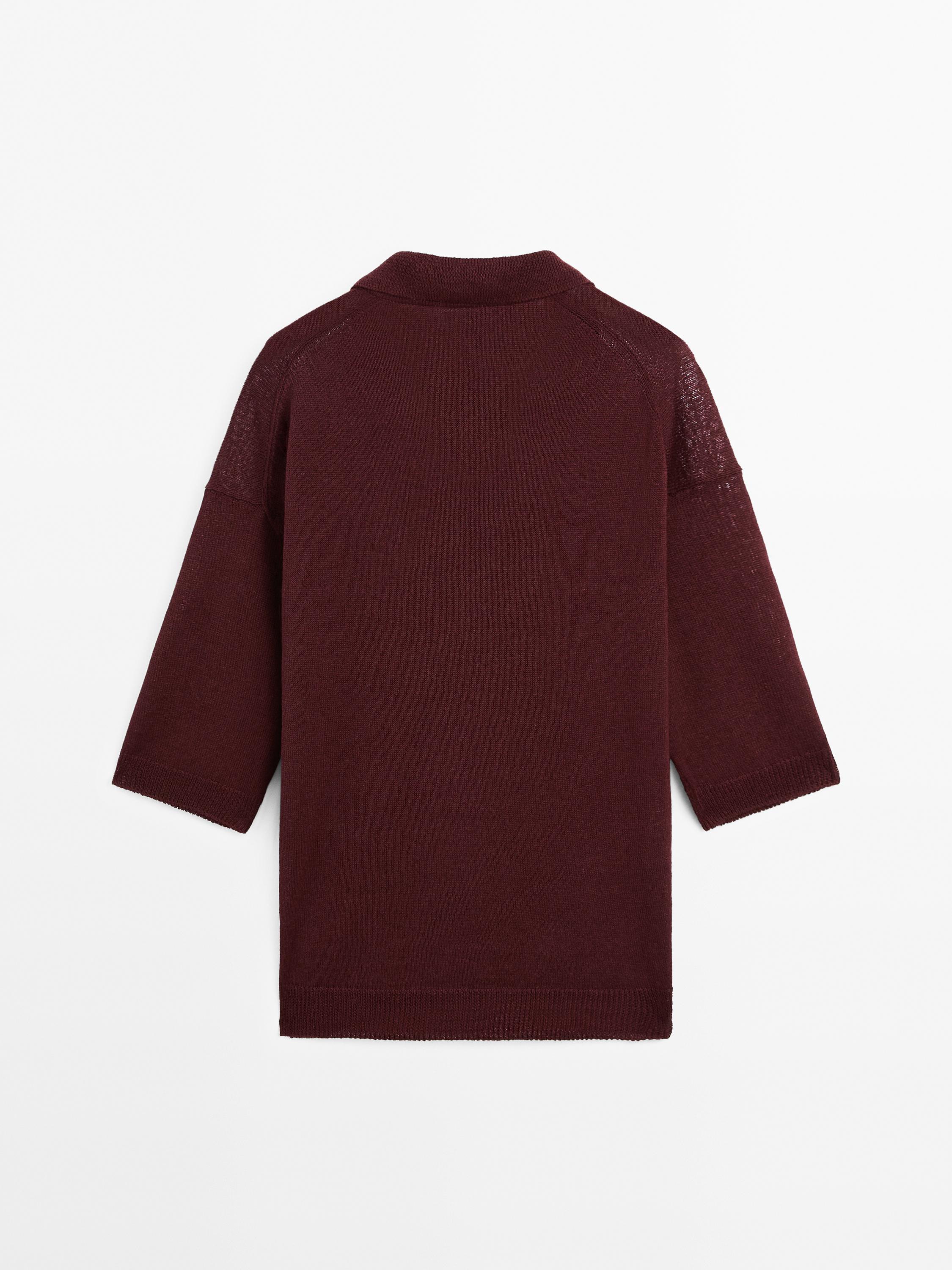 Oversize knit sweater with polo collar