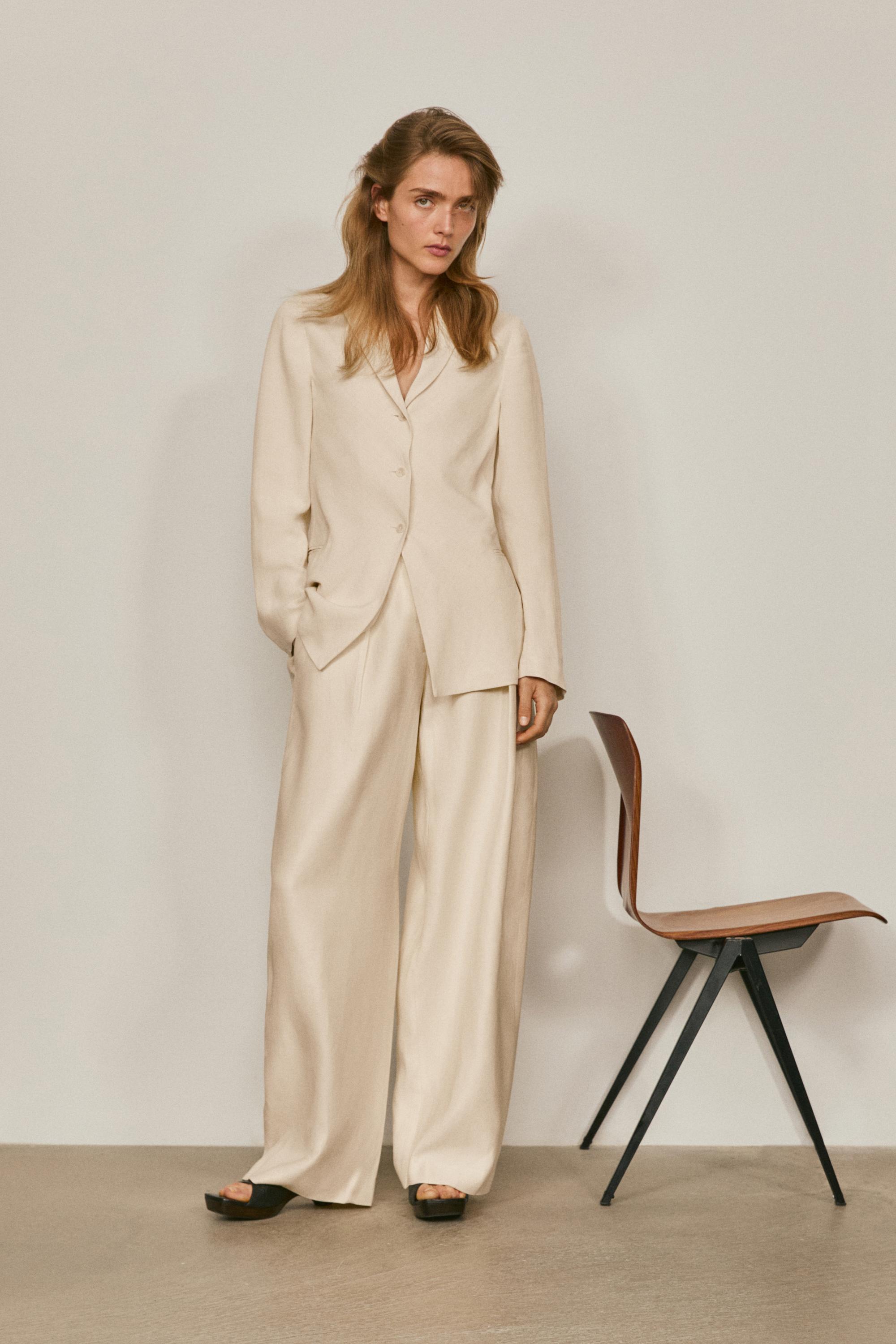 Flowing blazer with lapel detail - LIMITED EDITION — CREAM