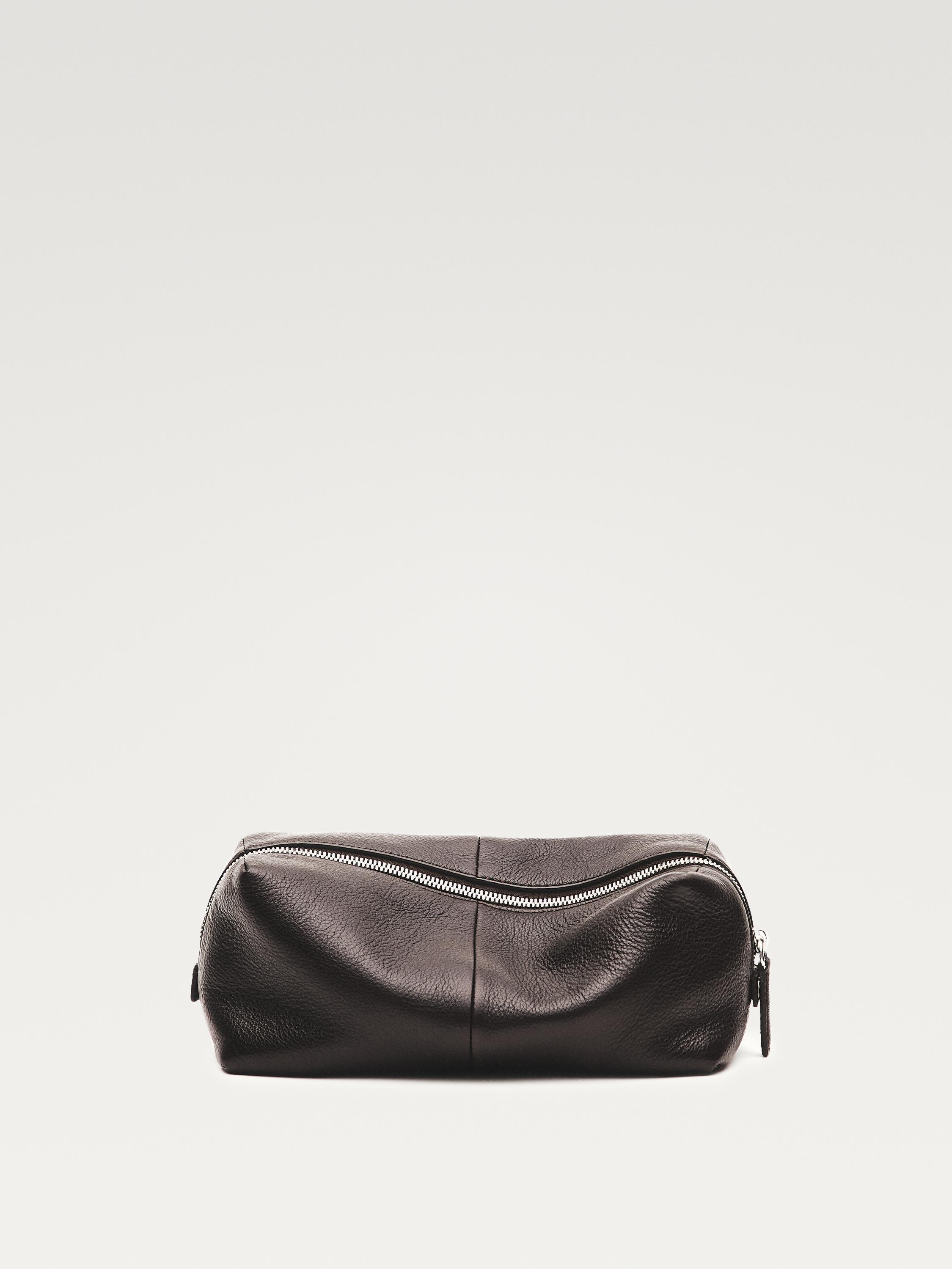 Nappa leather toiletry bag with zip — BROWN