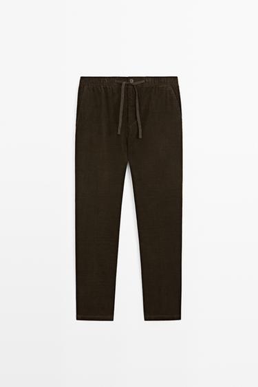 Corduroy jogger fit pants — GREEN 2