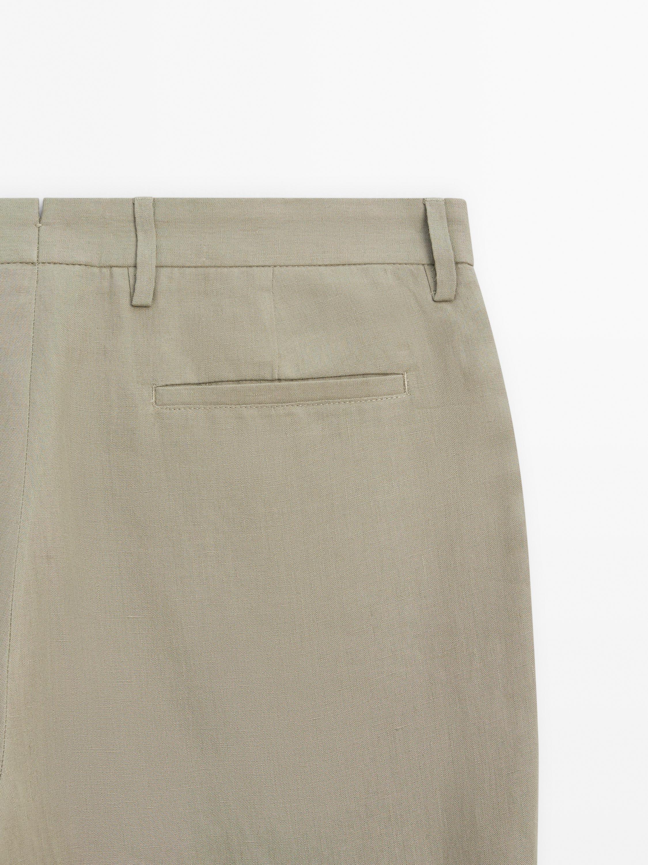Pantalón liño traxe cintura goma