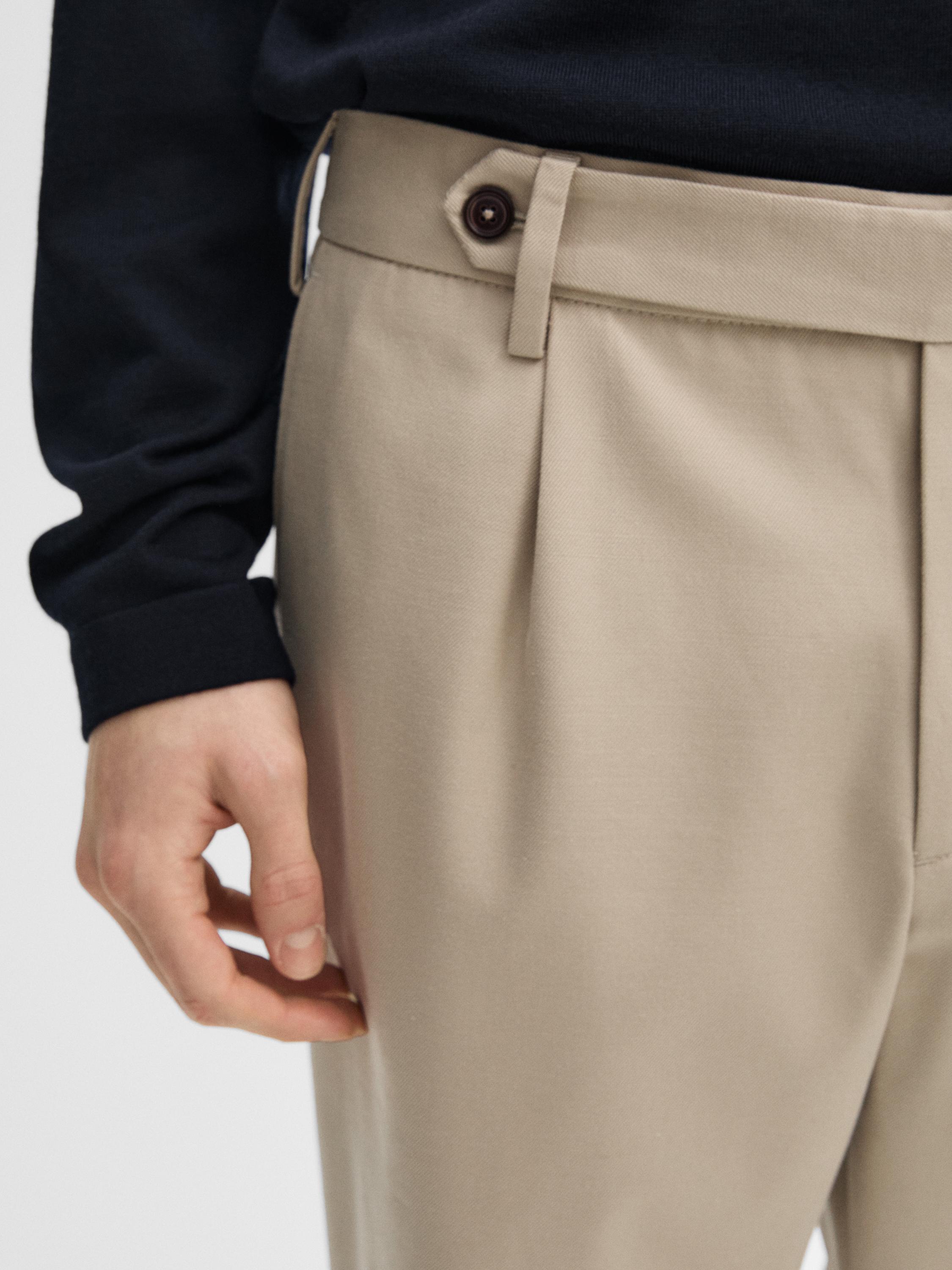 Pantalon à pinces en coton mélangé