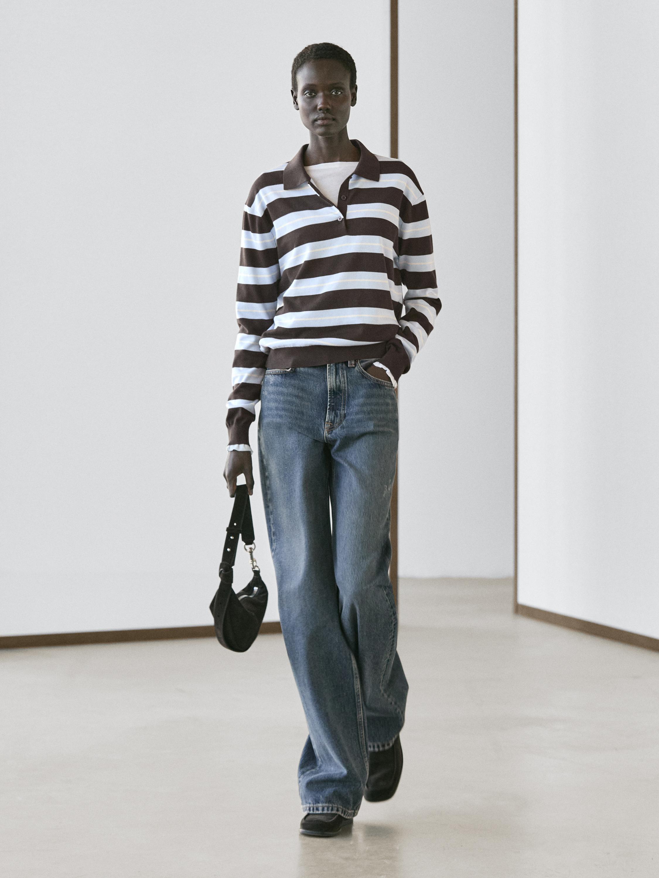 Pullover in maglia di cotone a righe