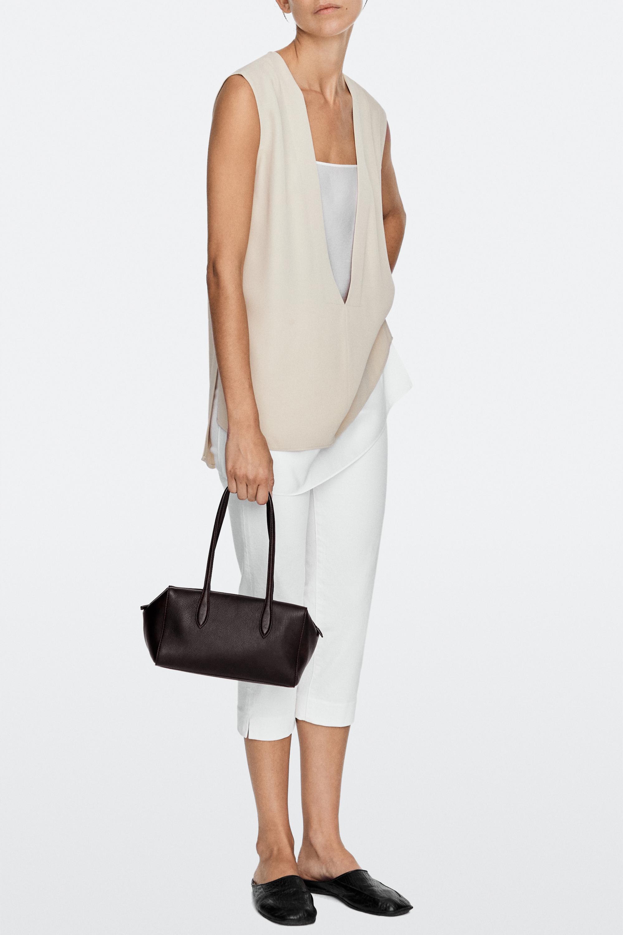 Nappa leather mini satchel — BROWN