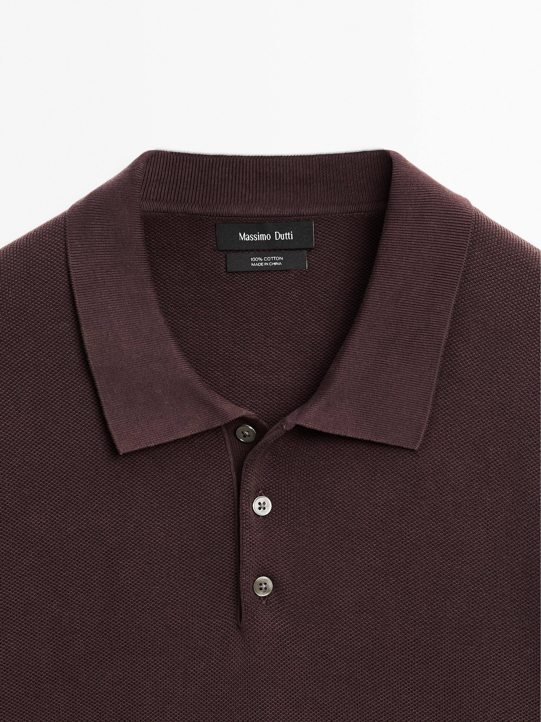 100% cotton textured knit polo shirt
