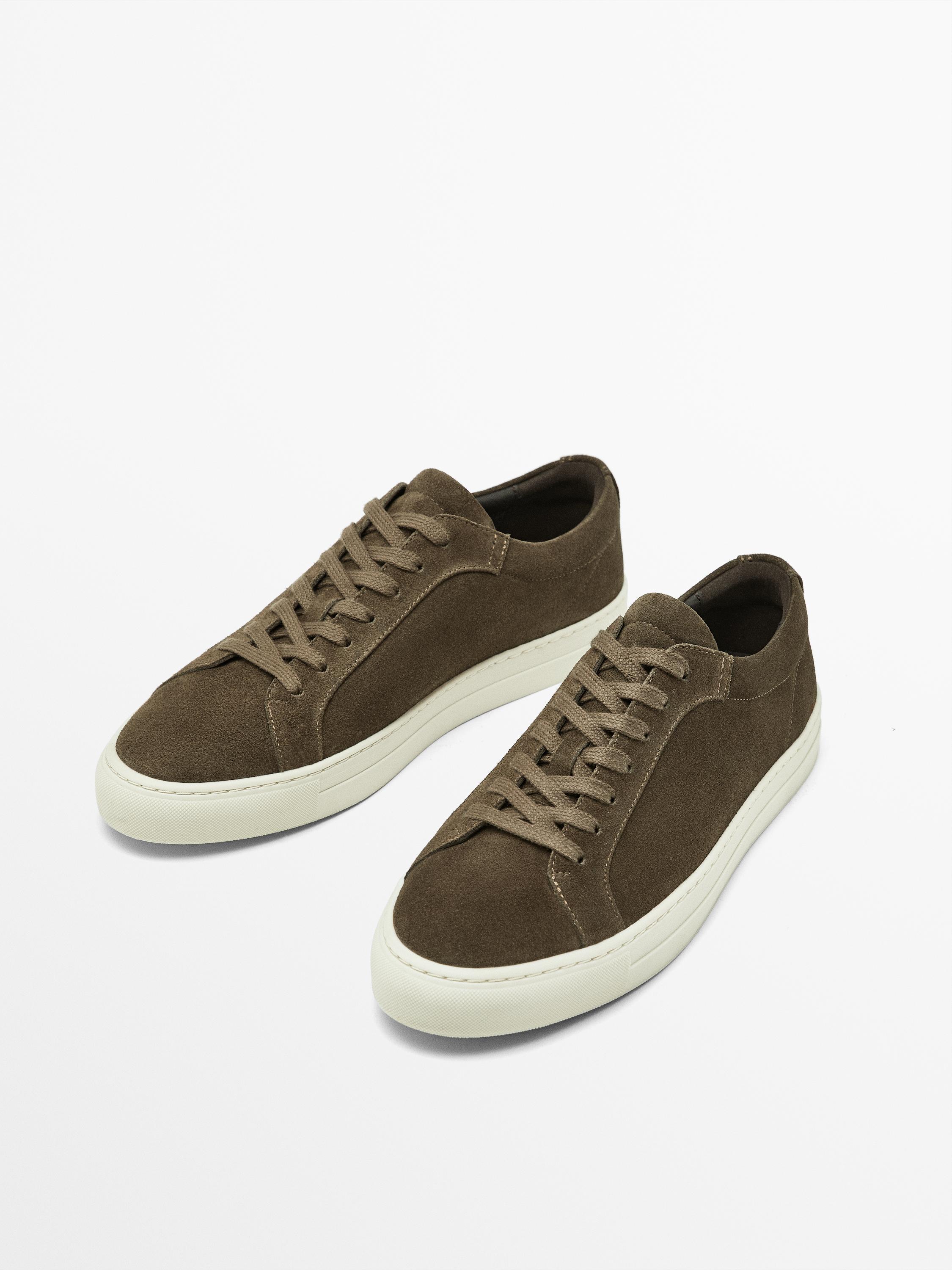 Split suede trainers