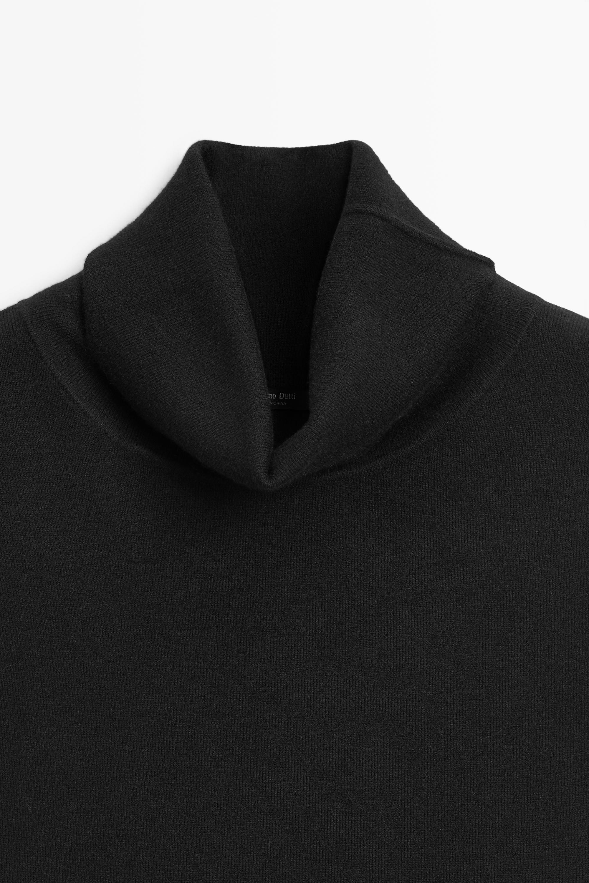Wool blend knit top — BLACK