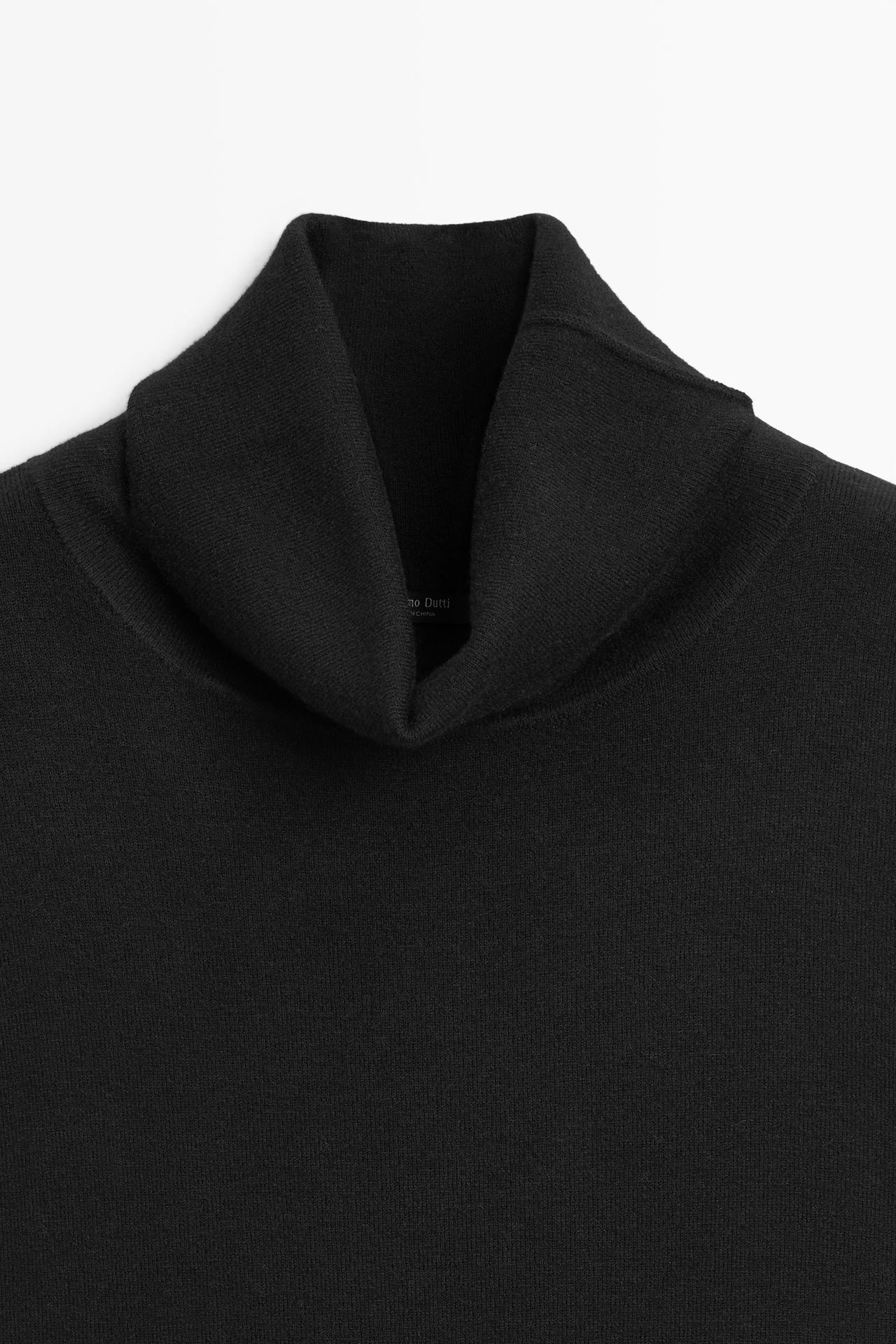 Wool-blend knit short dress — BLACK