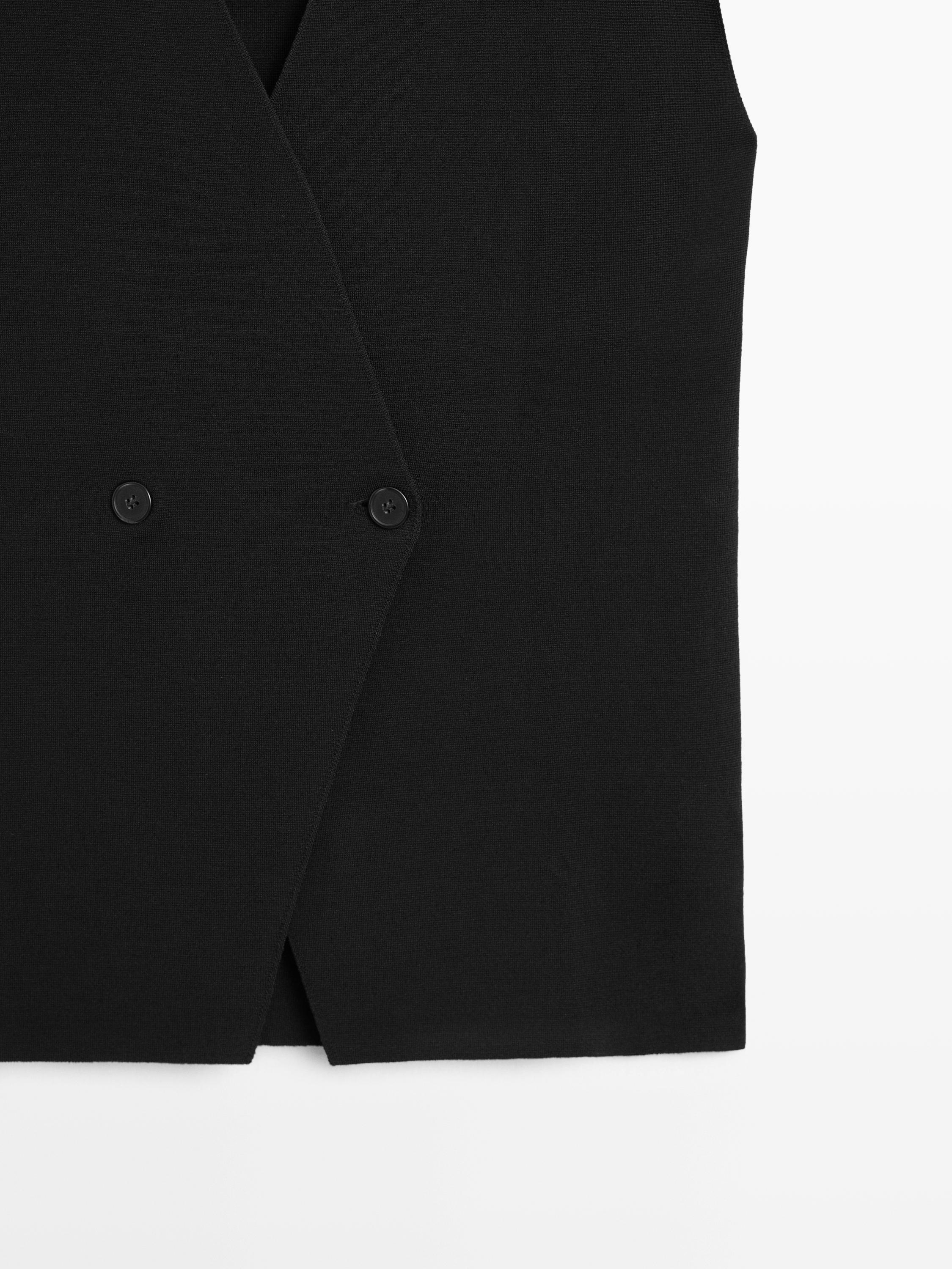 Long double-breasted vest — BLACK