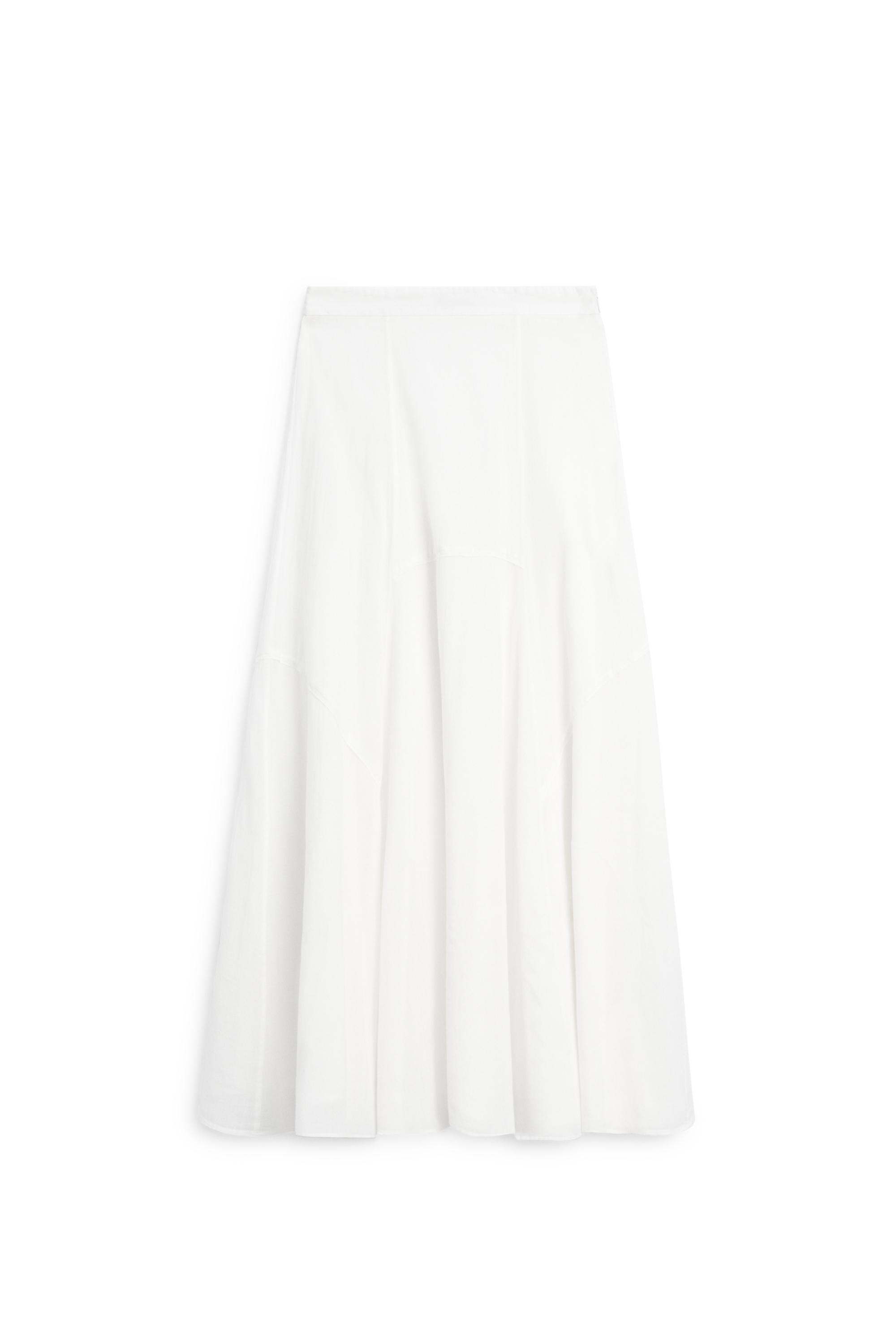 Flowing midi skirt with panel detail — WHITE