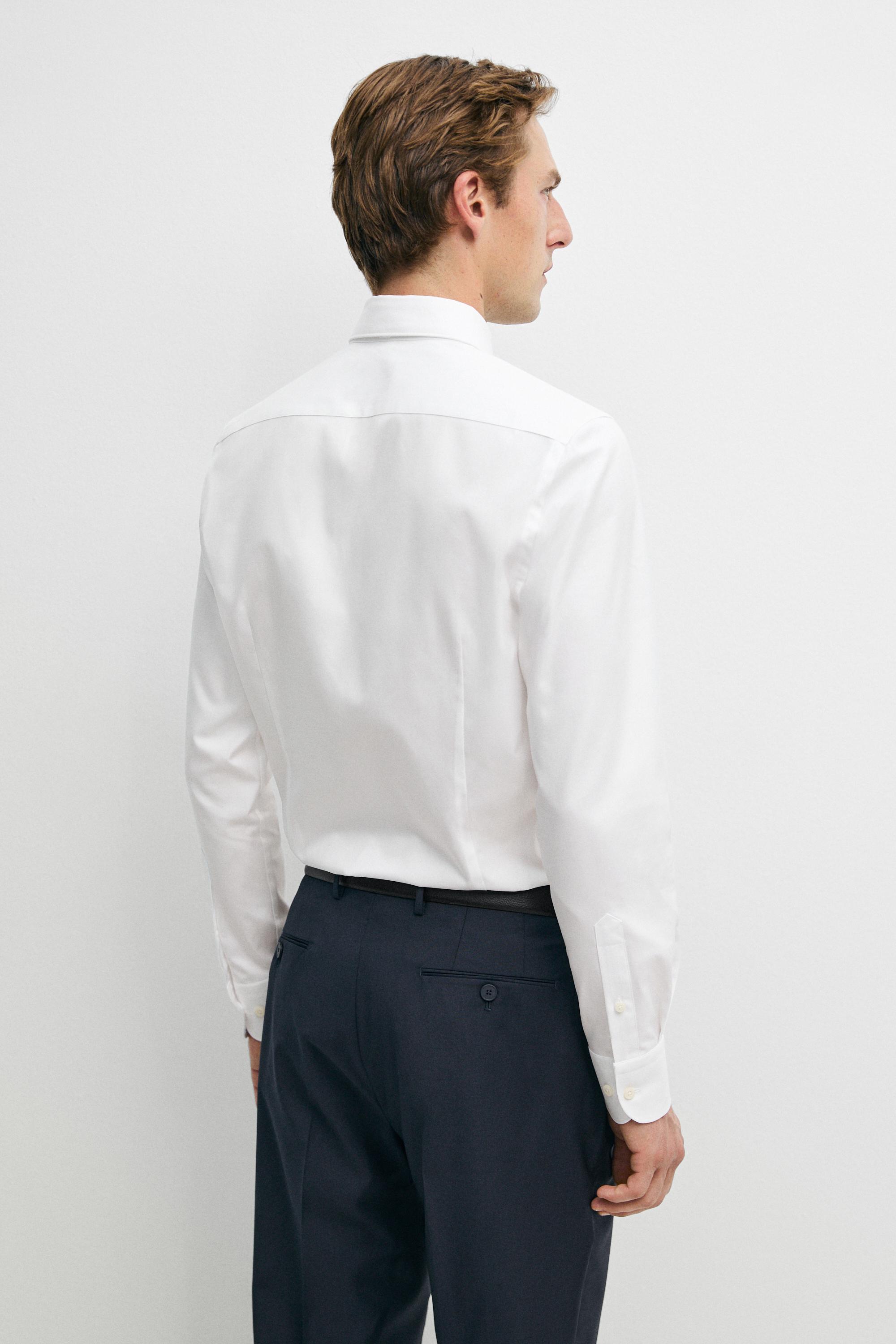 Slim fit 100% cotton shirt — WHITE