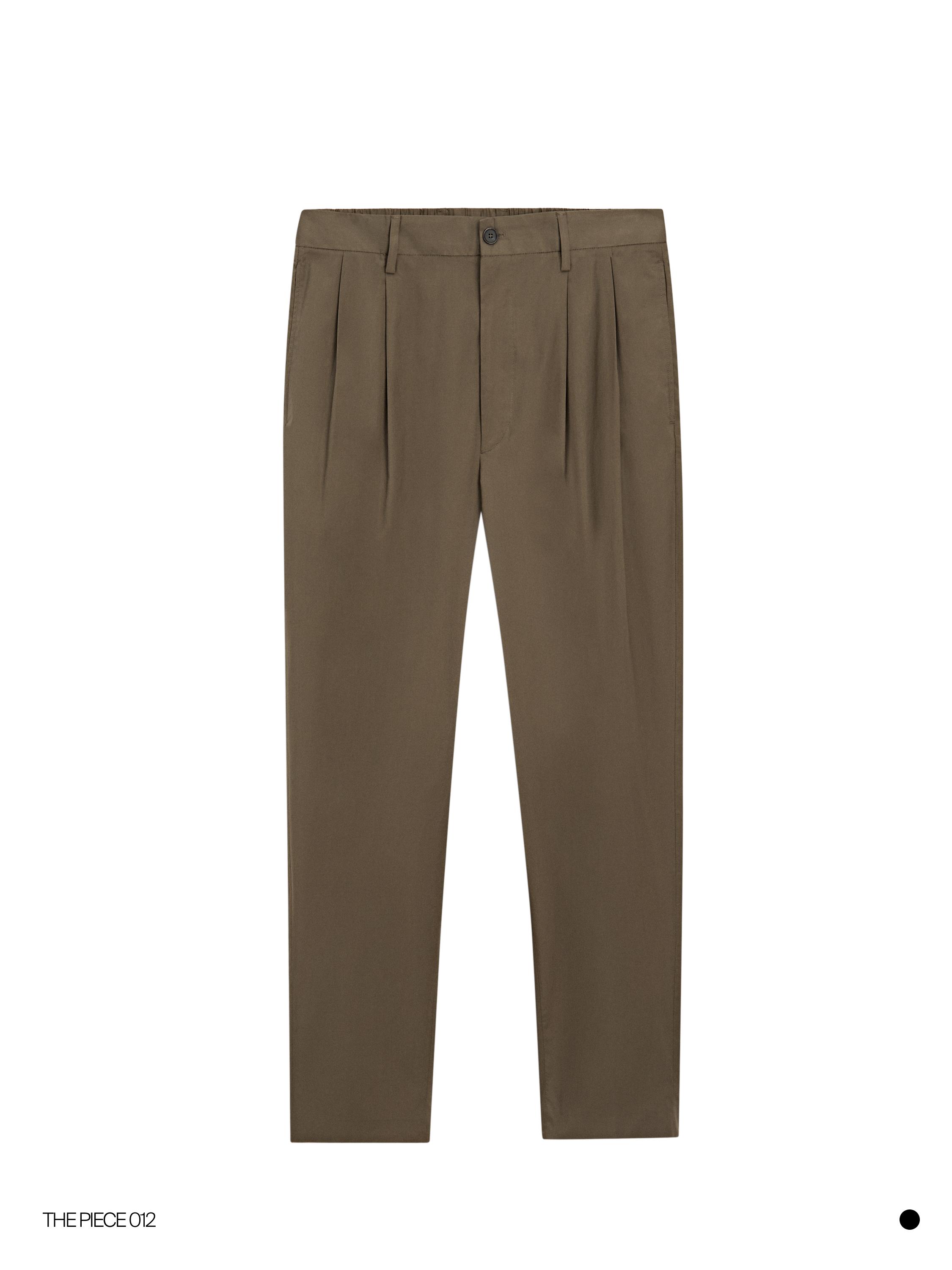 Cotton trousers with double darts — DARK GREEN