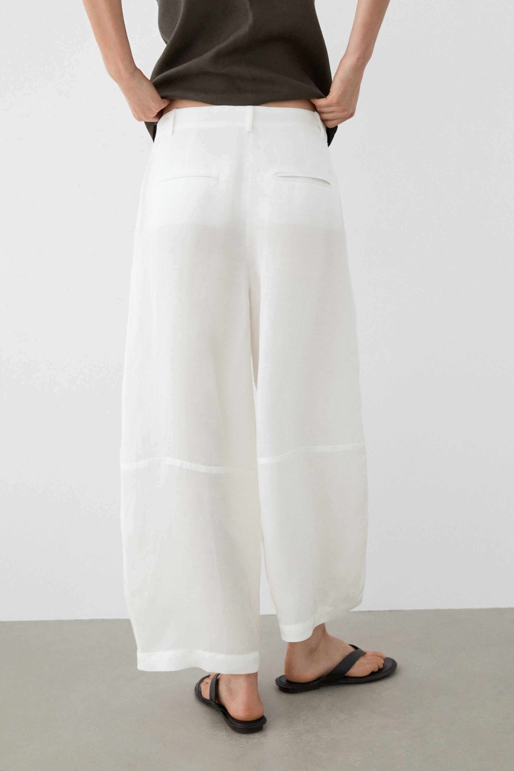 Linen blend palazzo trousers — Off white