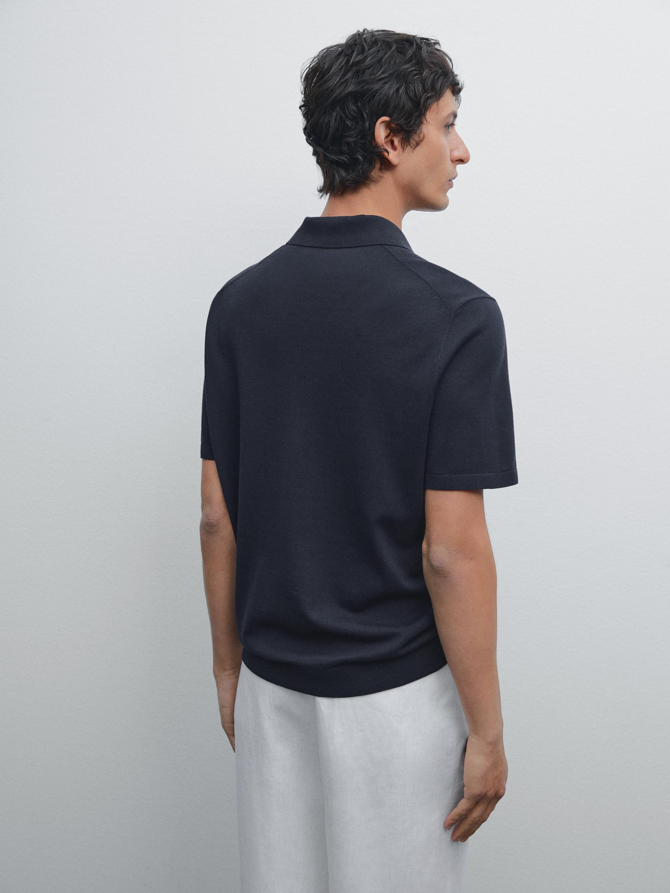 Short sleeve cotton knit polo shirt