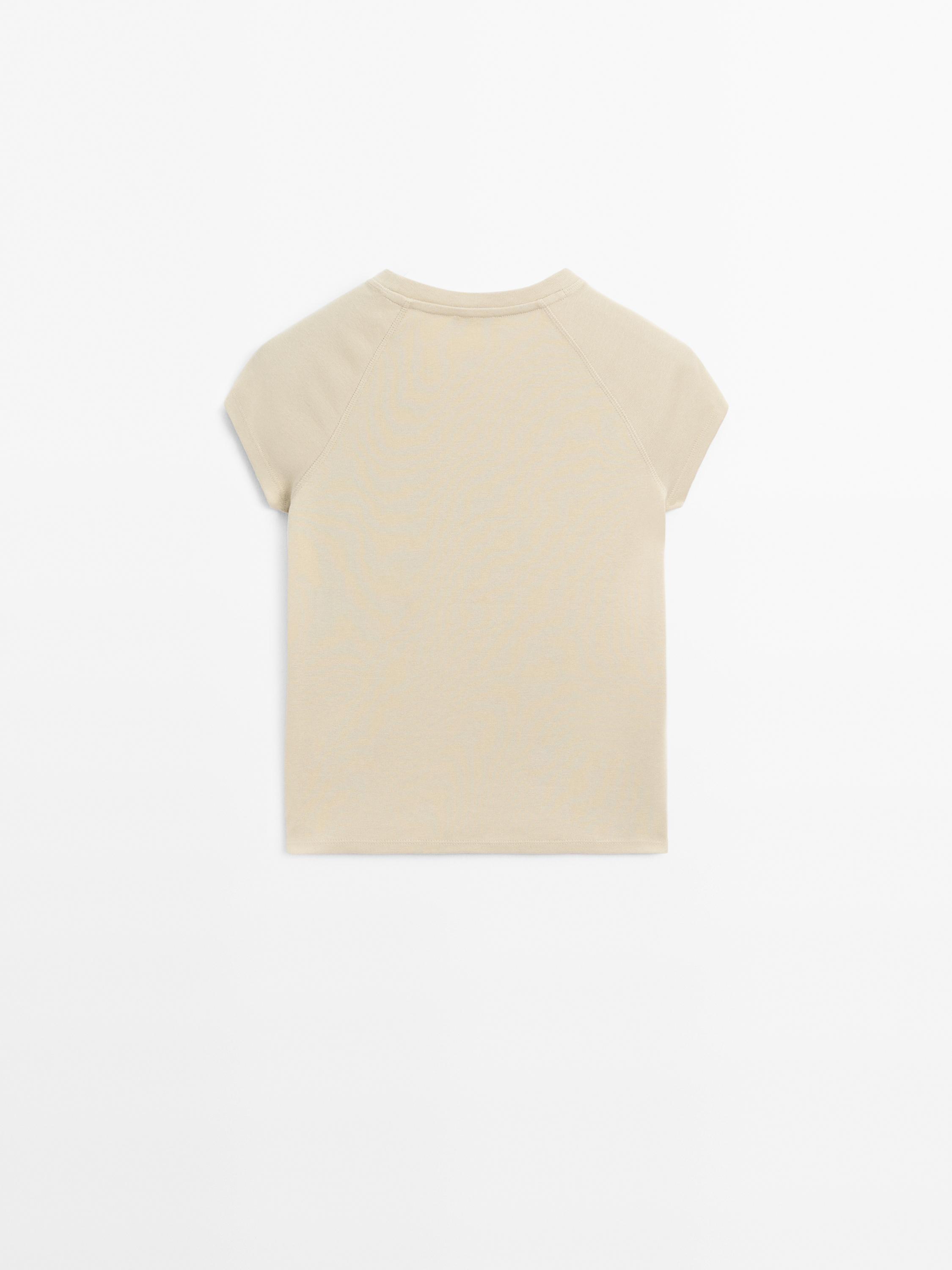 Slim fit raglan sleeve cotton T-shirt