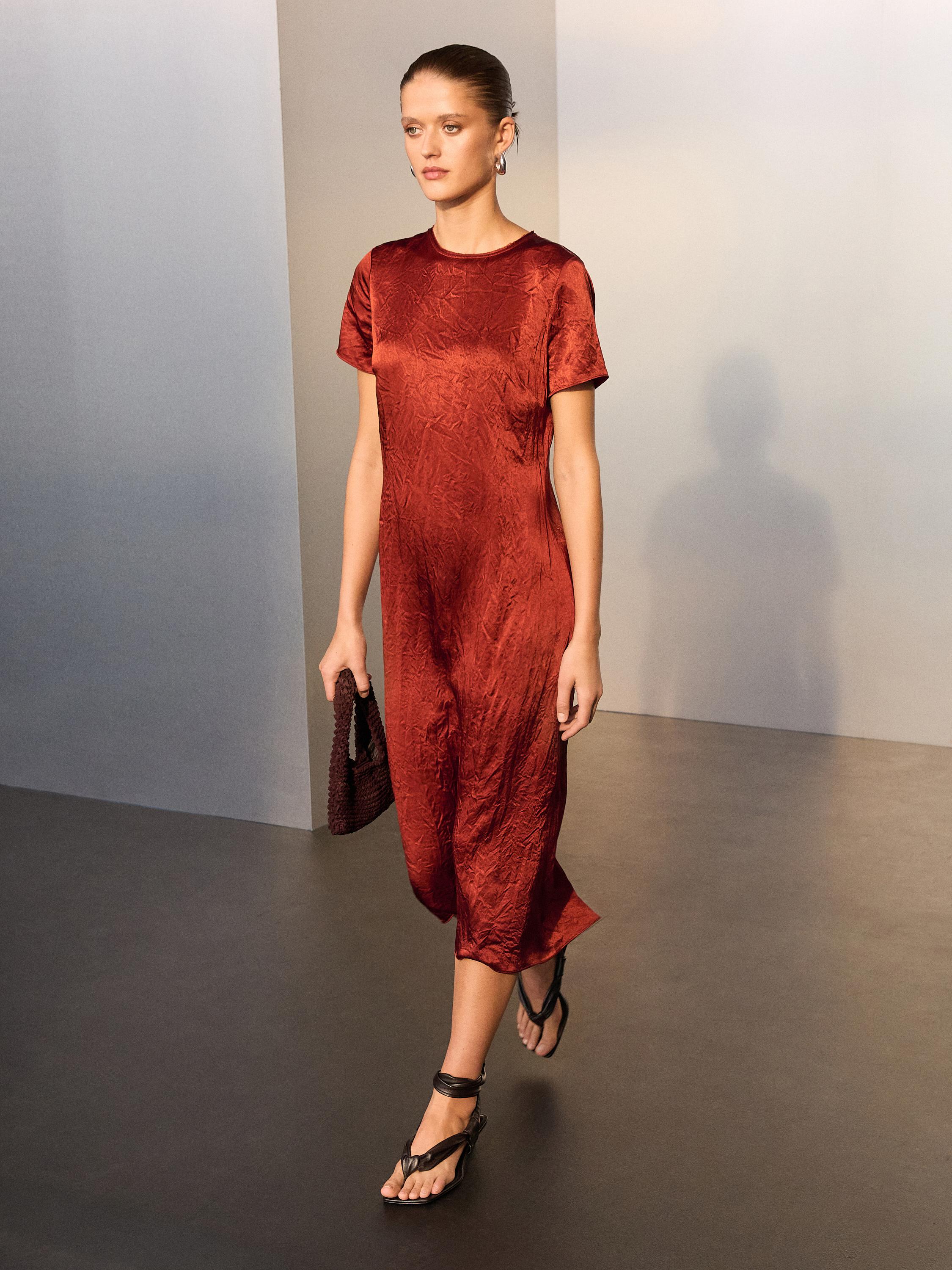Flowing satin midi dress