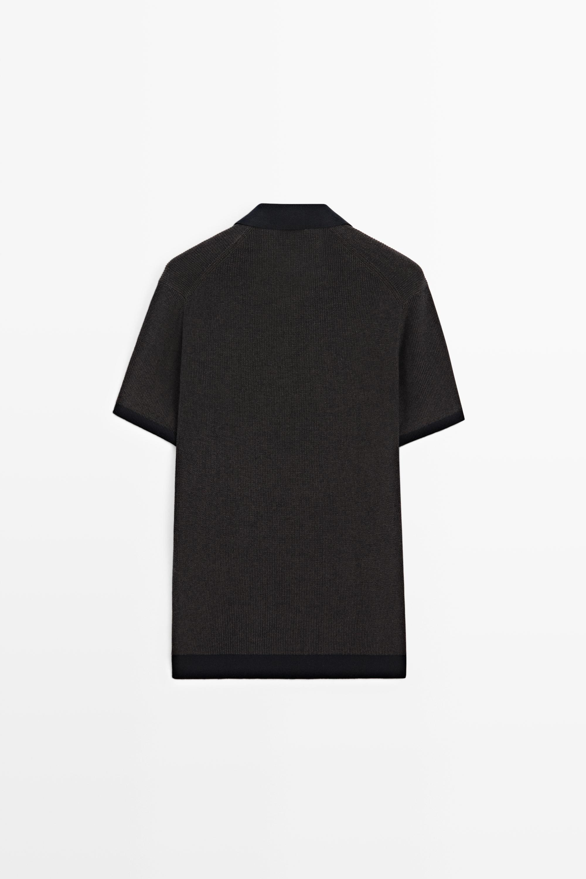 100% Cotton knit polo sweater — NAVY BLUE