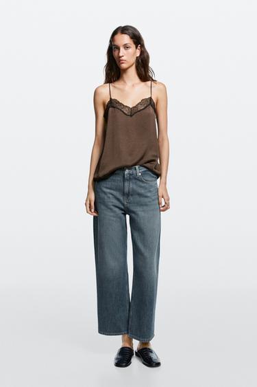 Mid-waist cropped wide-leg jeans — MEDIUM BLUE 1