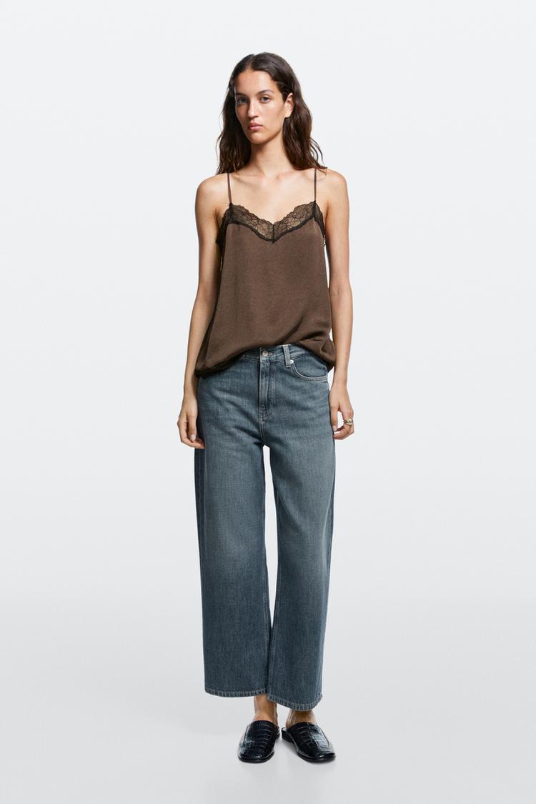 Mid-waist cropped wide-leg jeans — MEDIUM BLUE