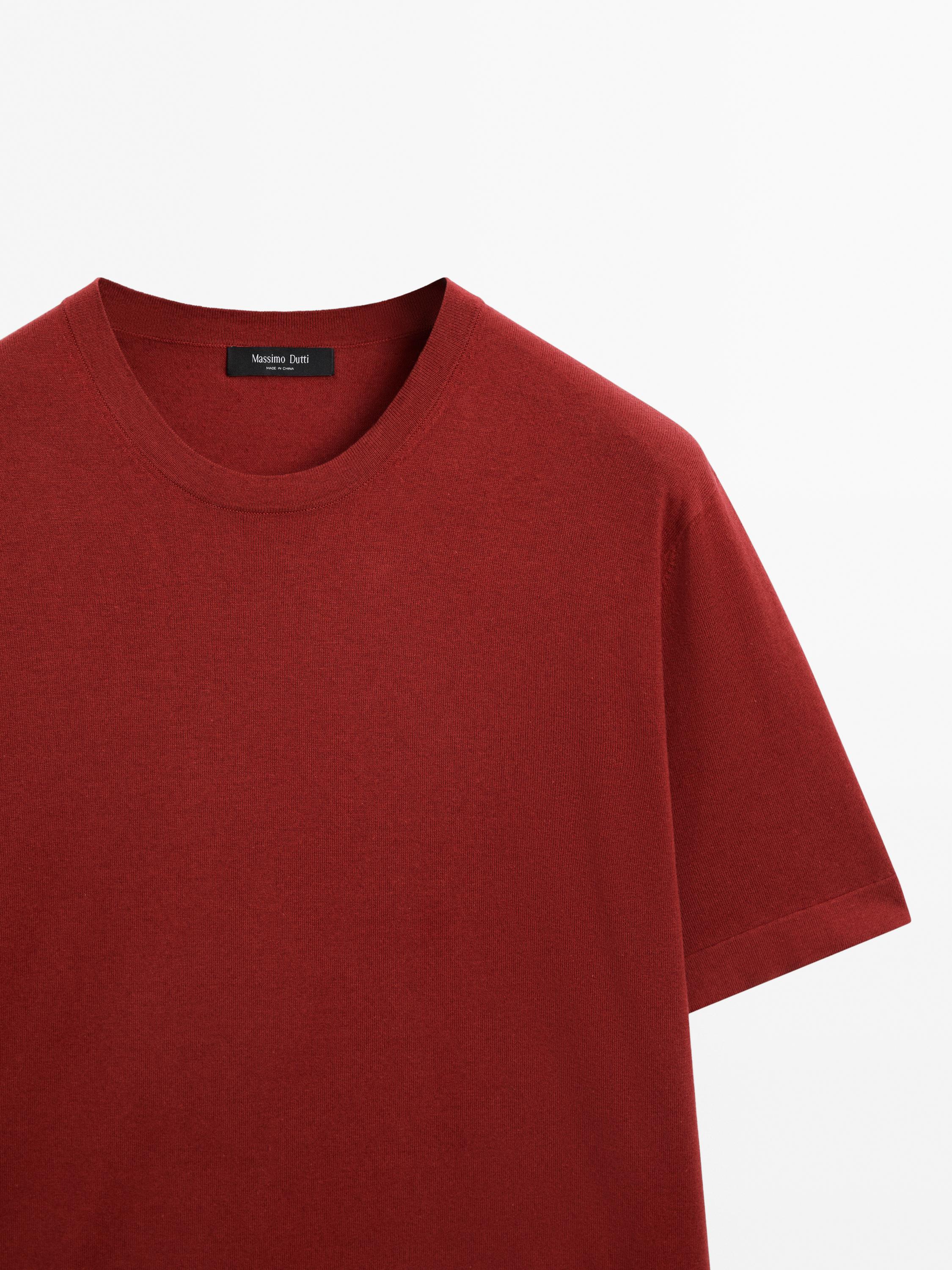 Cotton blend knit short sleeve sweater