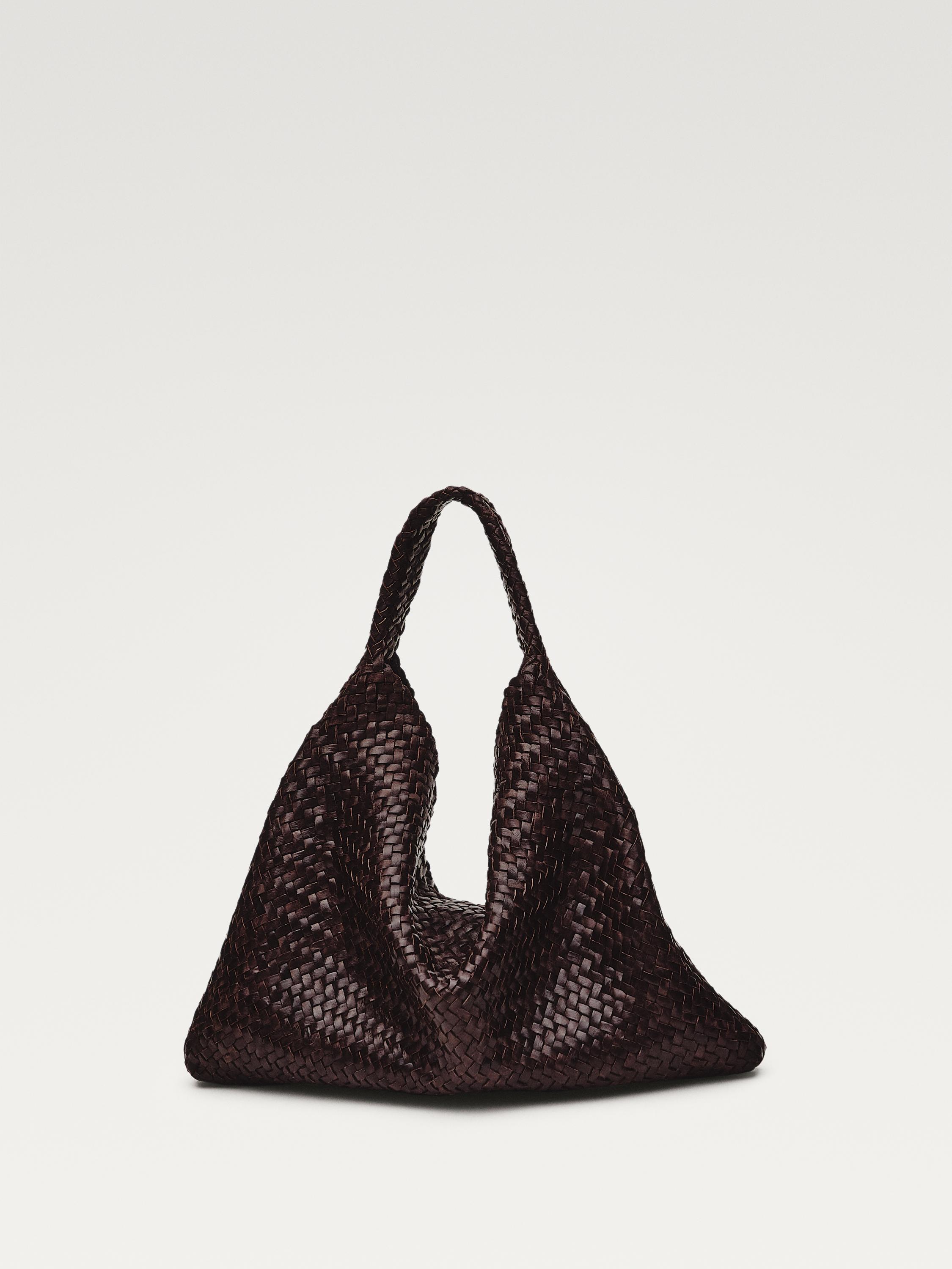 Torba shopper z plecionej skóry nappa