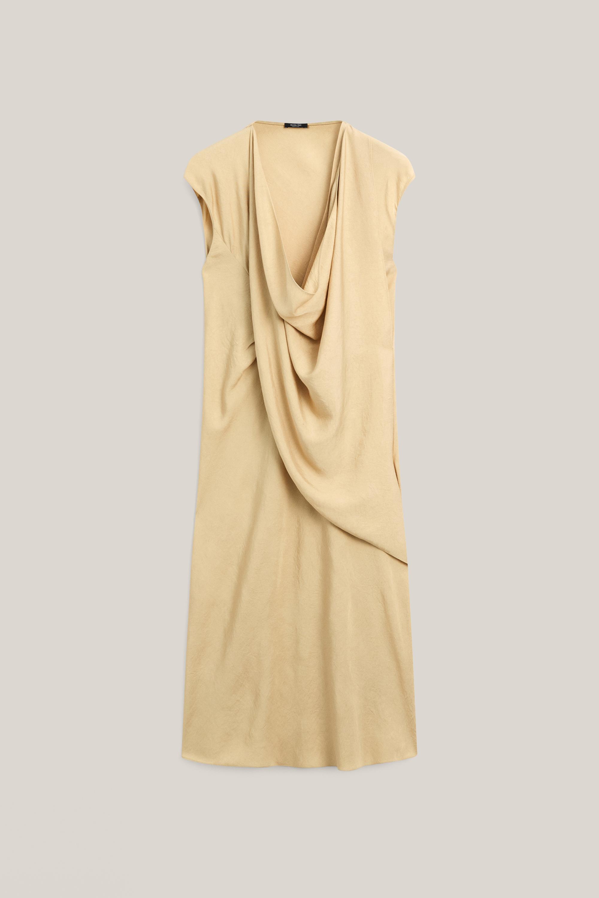 Flowing draped midi dress - LIMITED EDITION — MUSTARD YELLOW