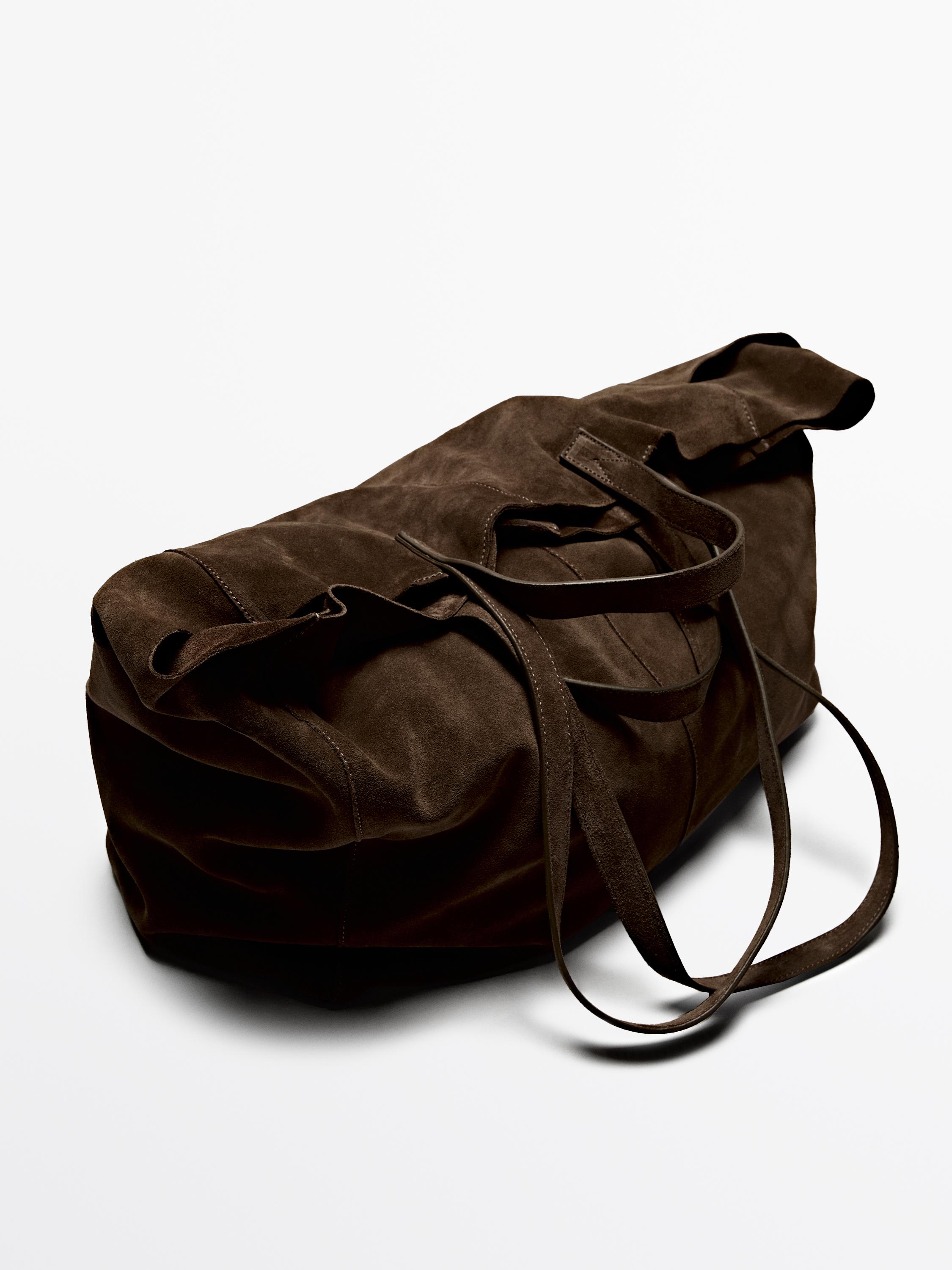 Leather and split leather maxi shopper bag