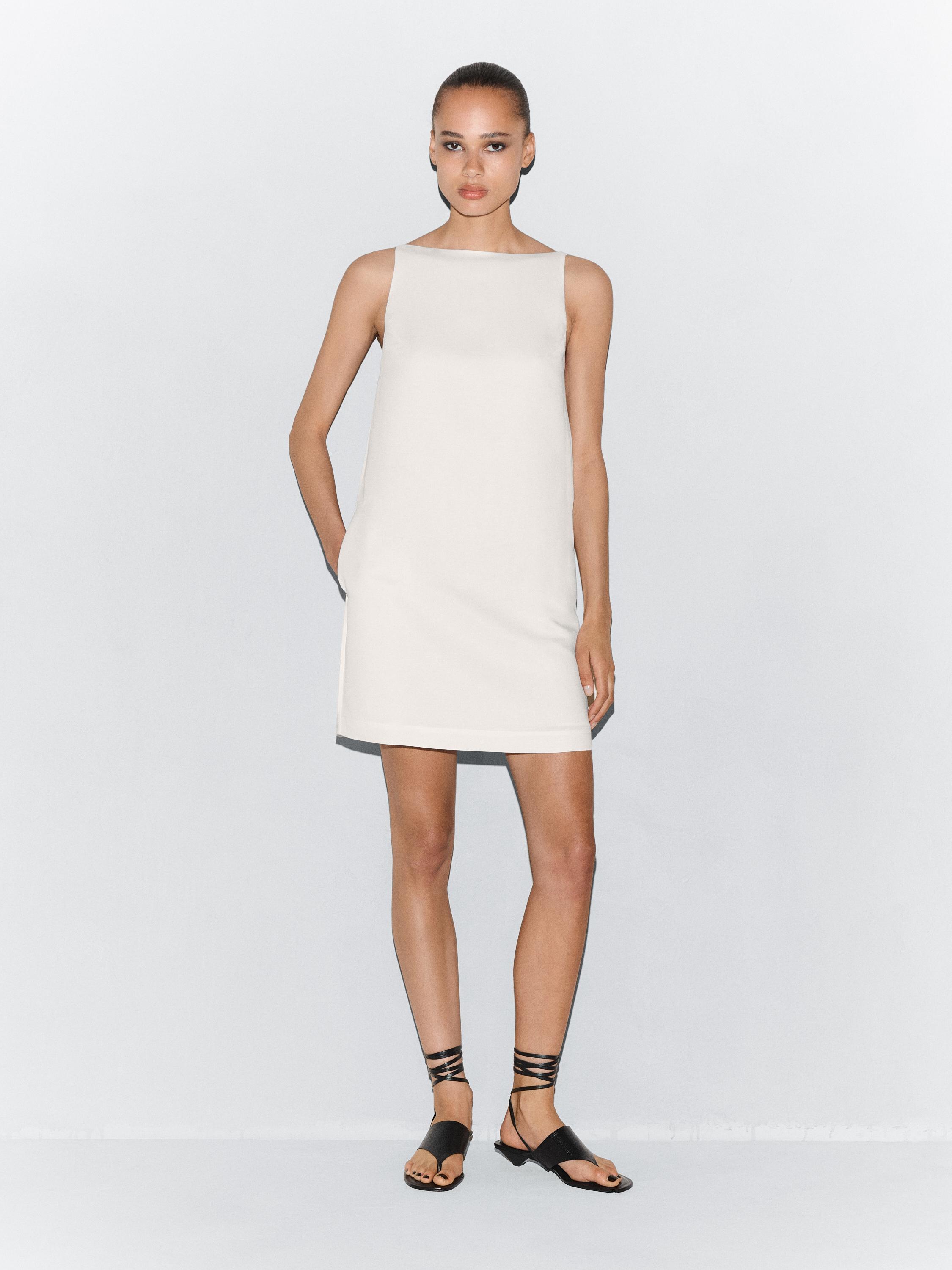 Flowing linen blend mini dress