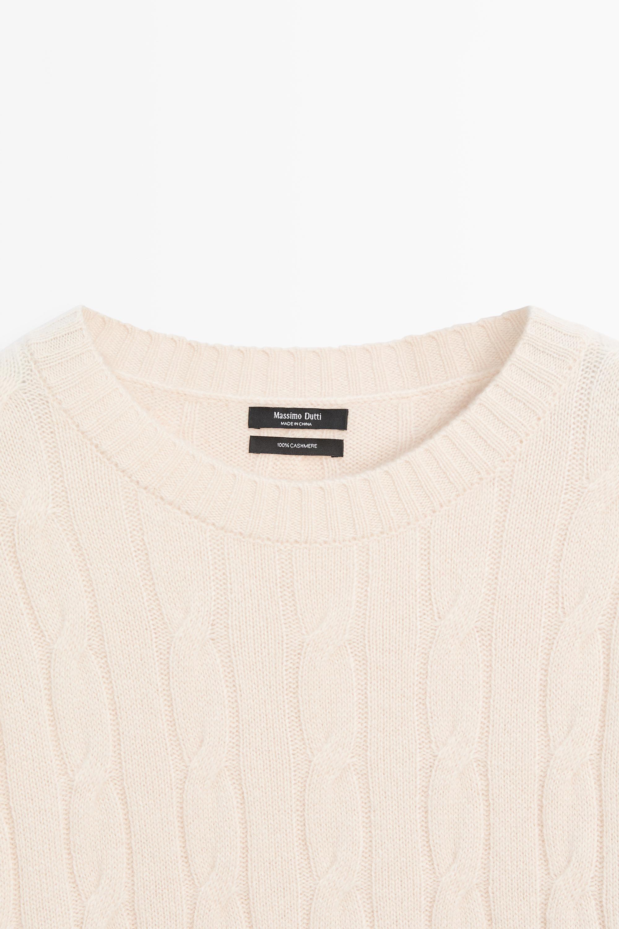 100% cashmere cable-knit sweater — BEIGE