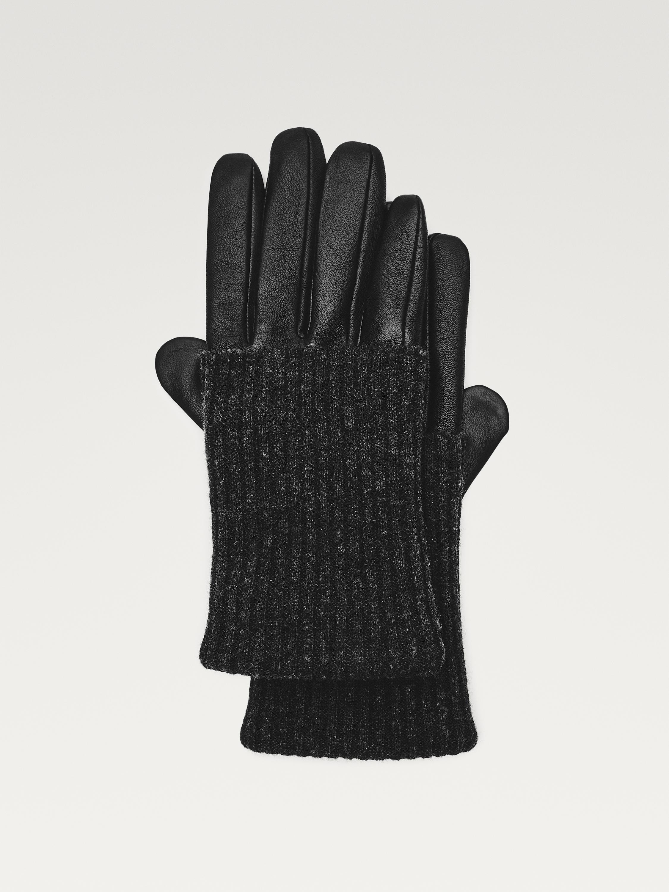 Sarung tangan kulit nappa dan rajut kontras