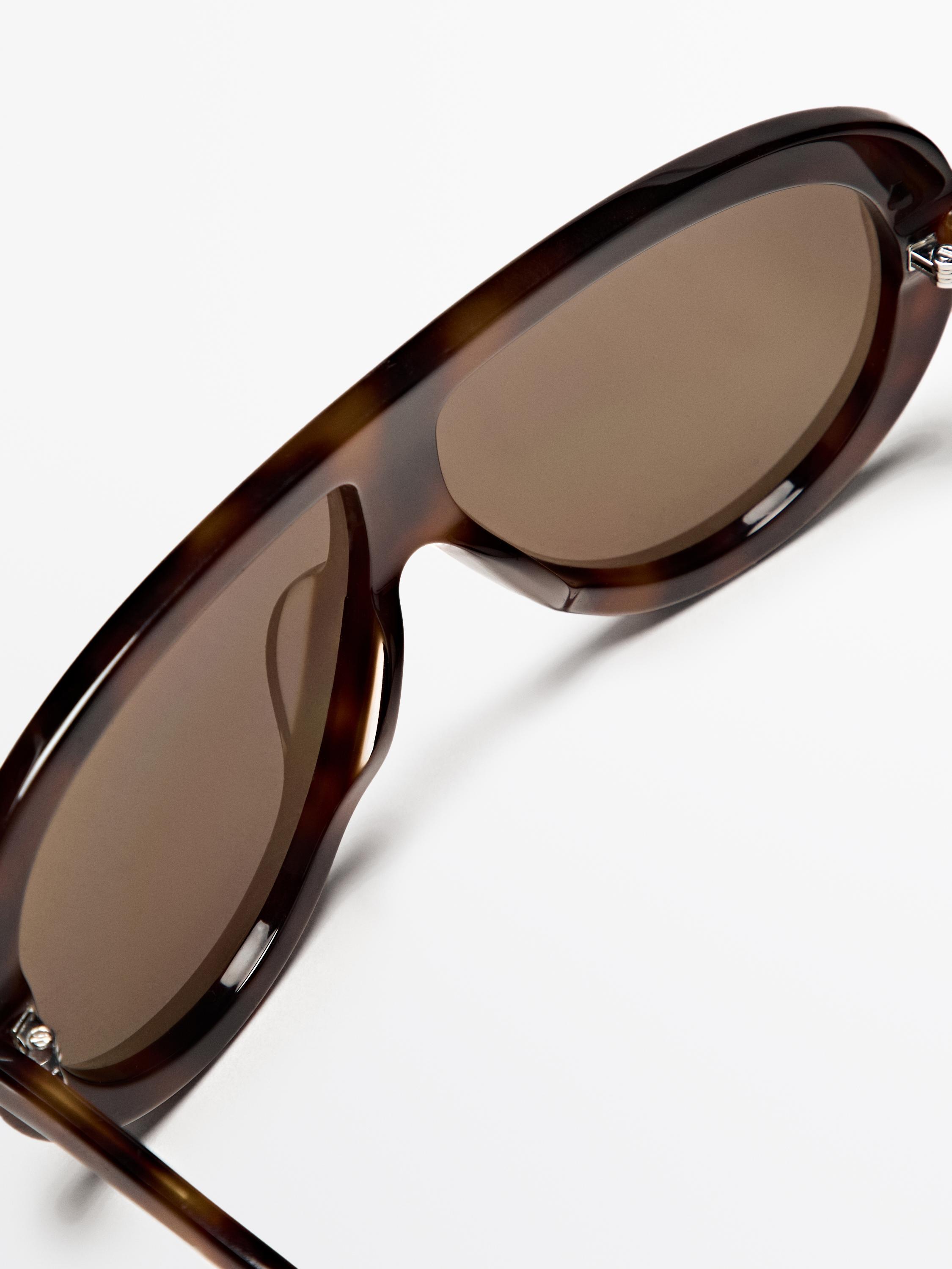 Tortoiseshell-effect aviator sunglasses — BROWN