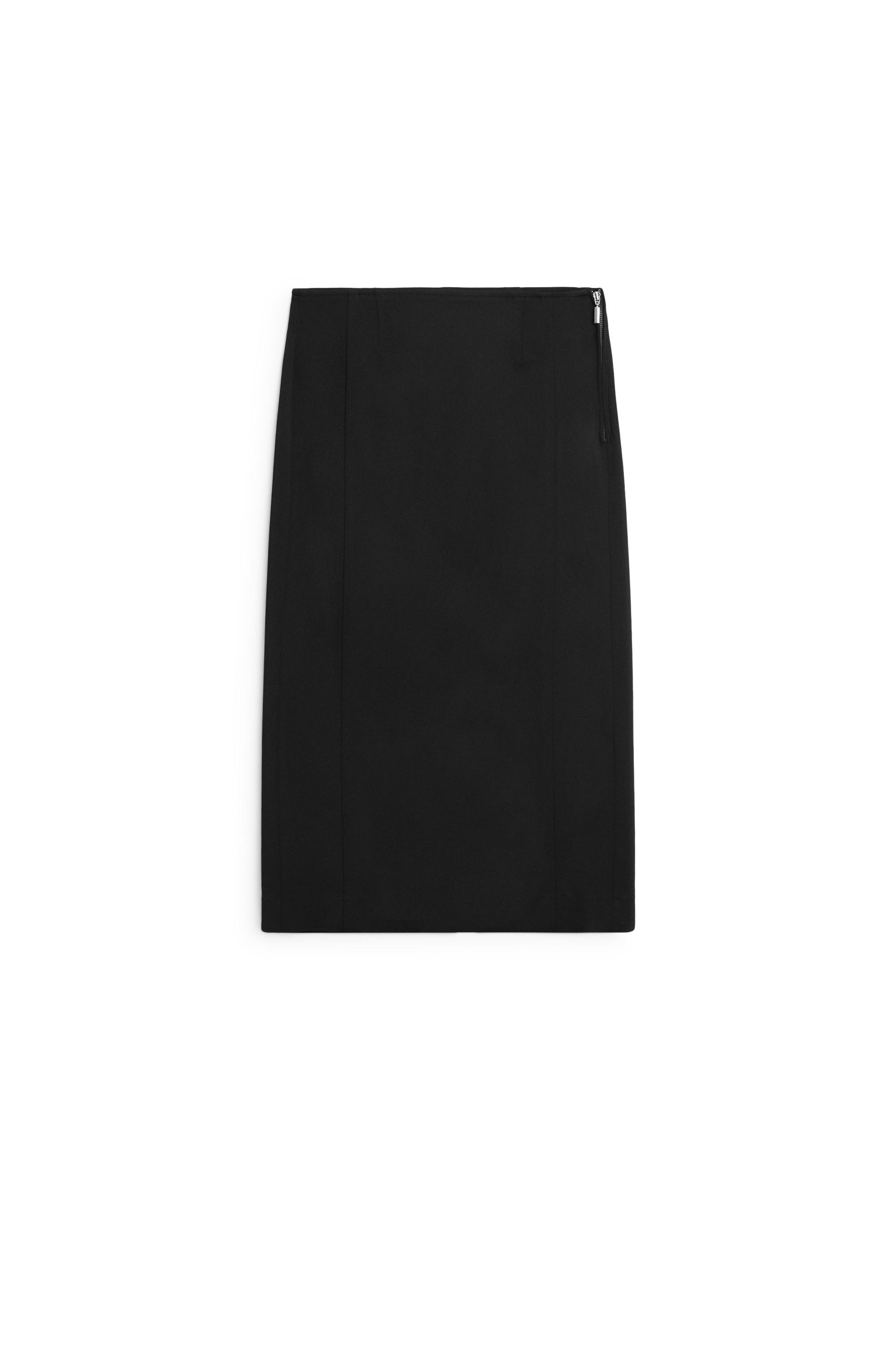 Straight midi skirt — BLACK
