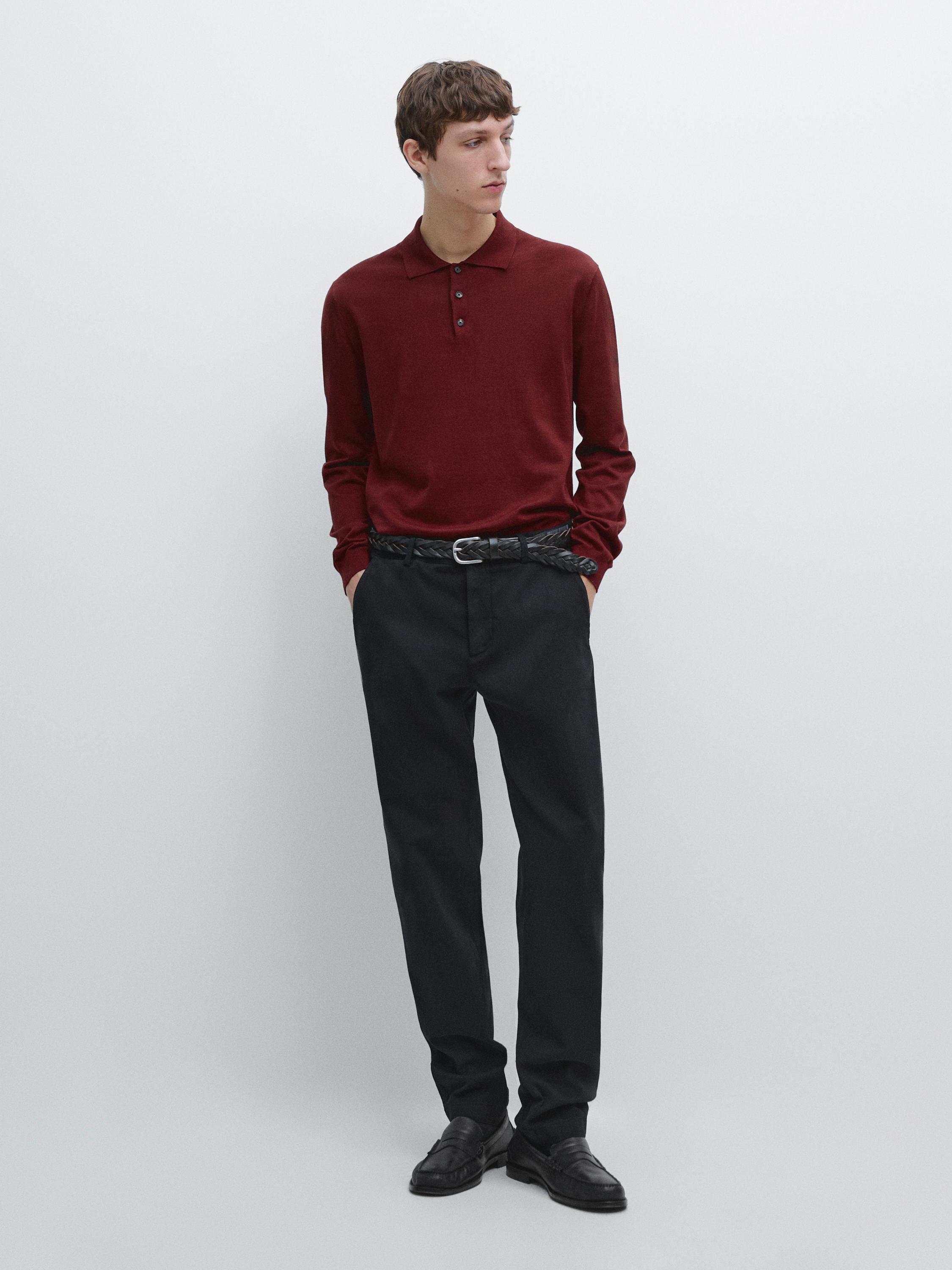 Cotton knit polo sweater