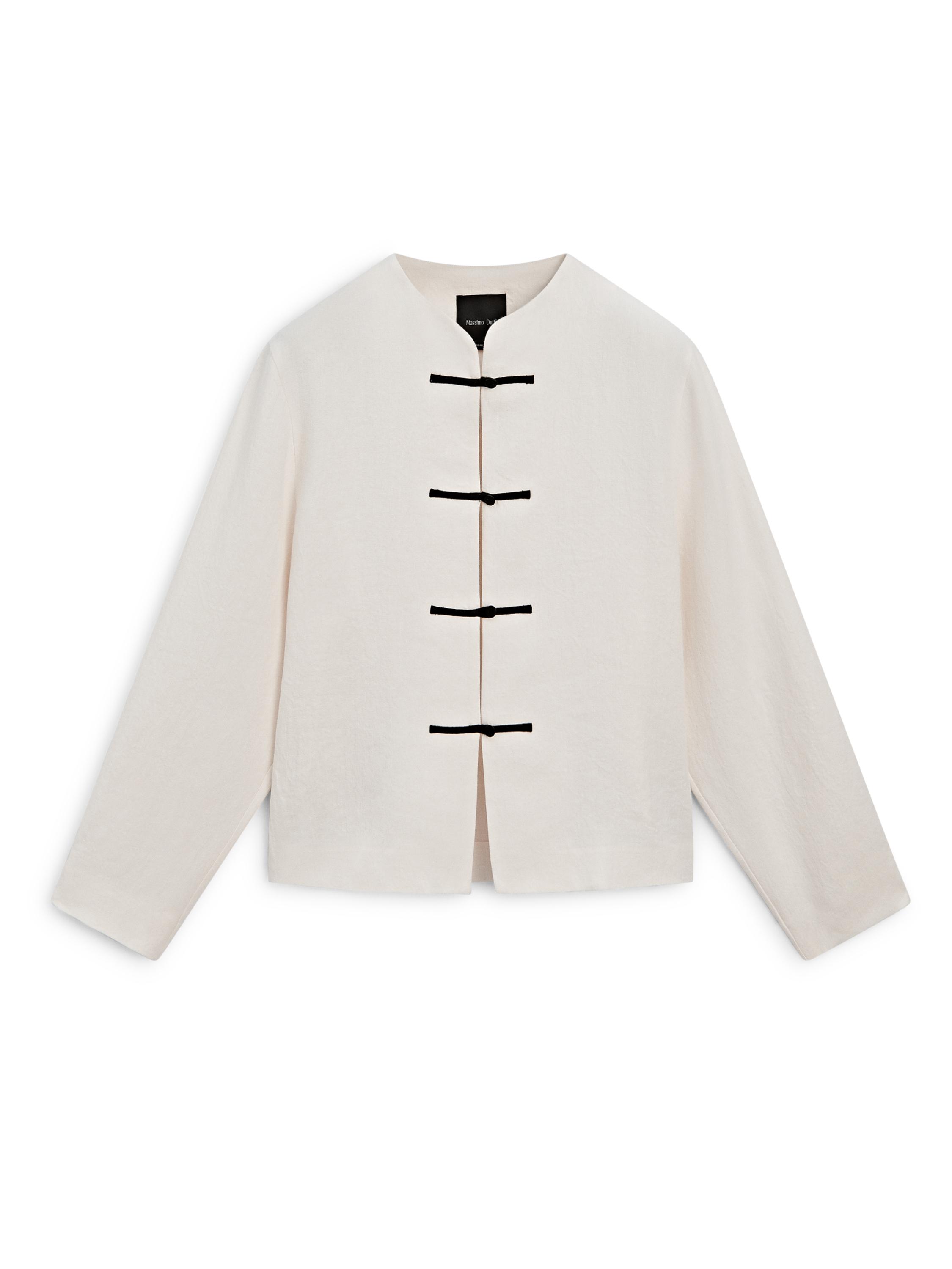 Linen overshirt with button details — CREAM