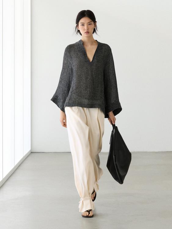 Total look melanj keten bluz