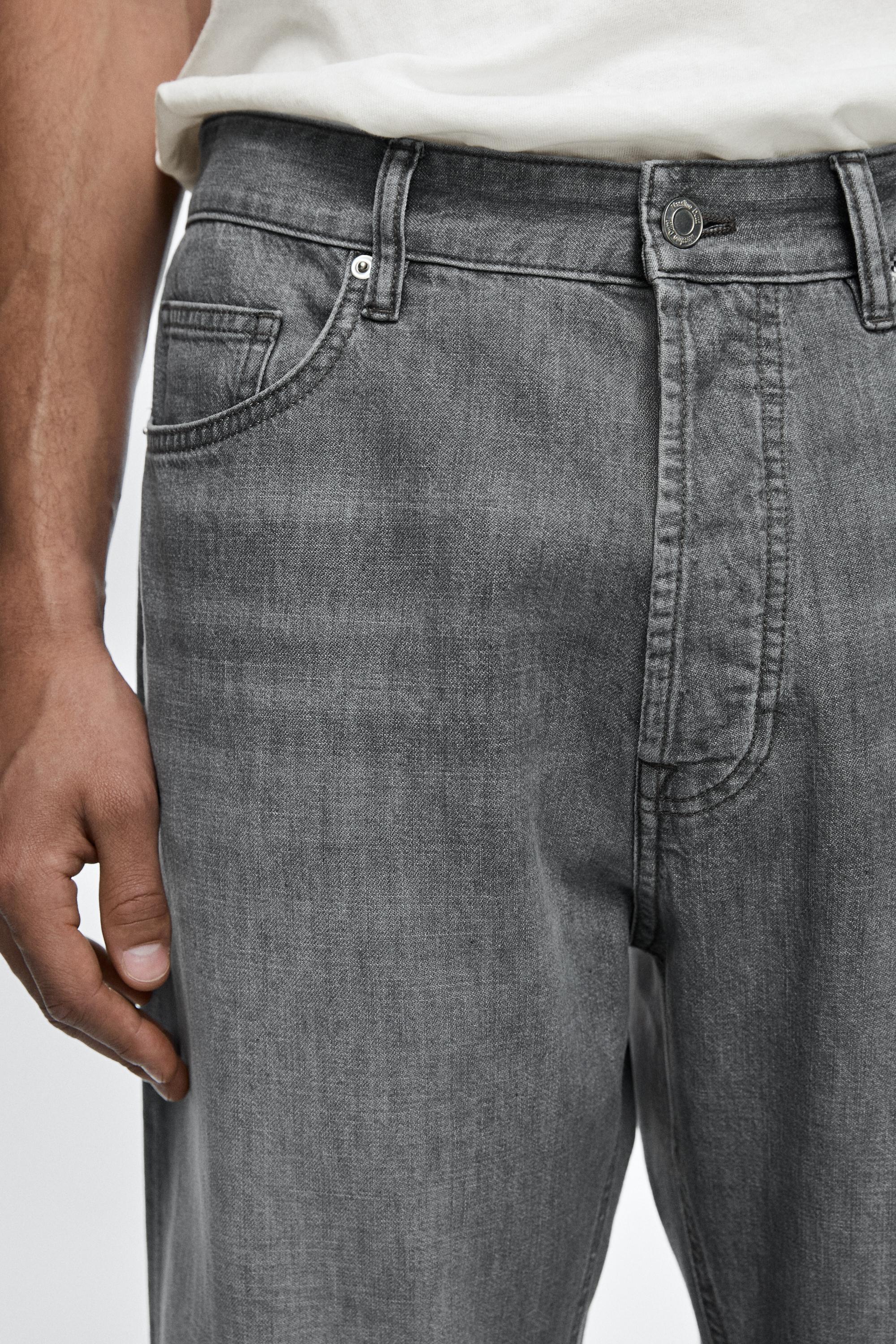 Lightweight straight-leg jeans — GREY MARL