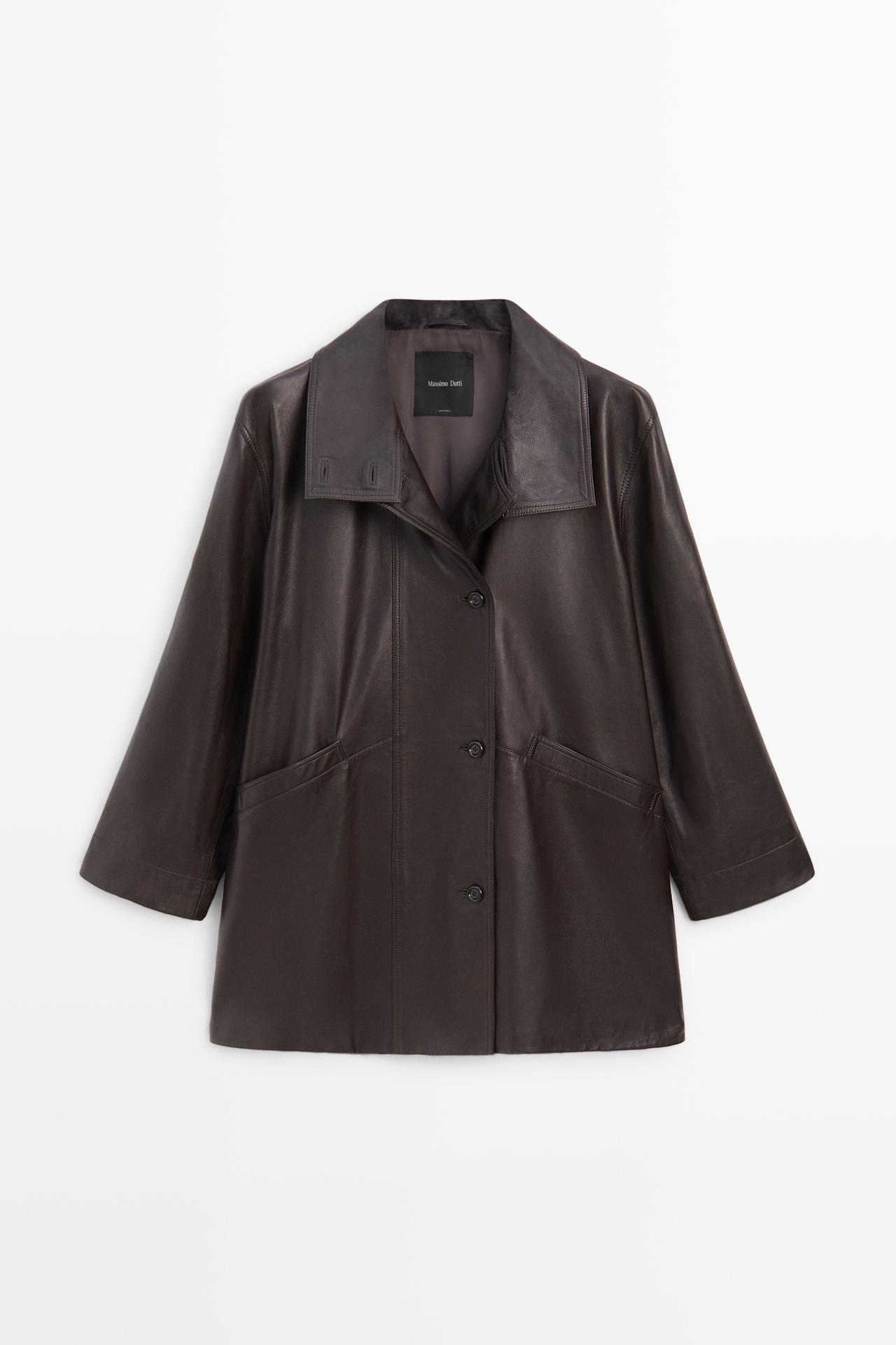 Nappa leather jacket with pocket detail — BROWN