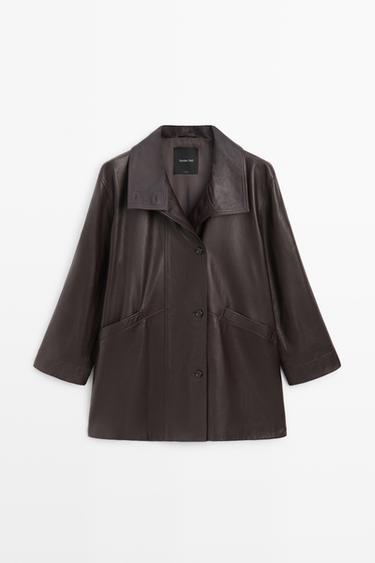 Nappa leather jacket with pocket detail — BROWN 2