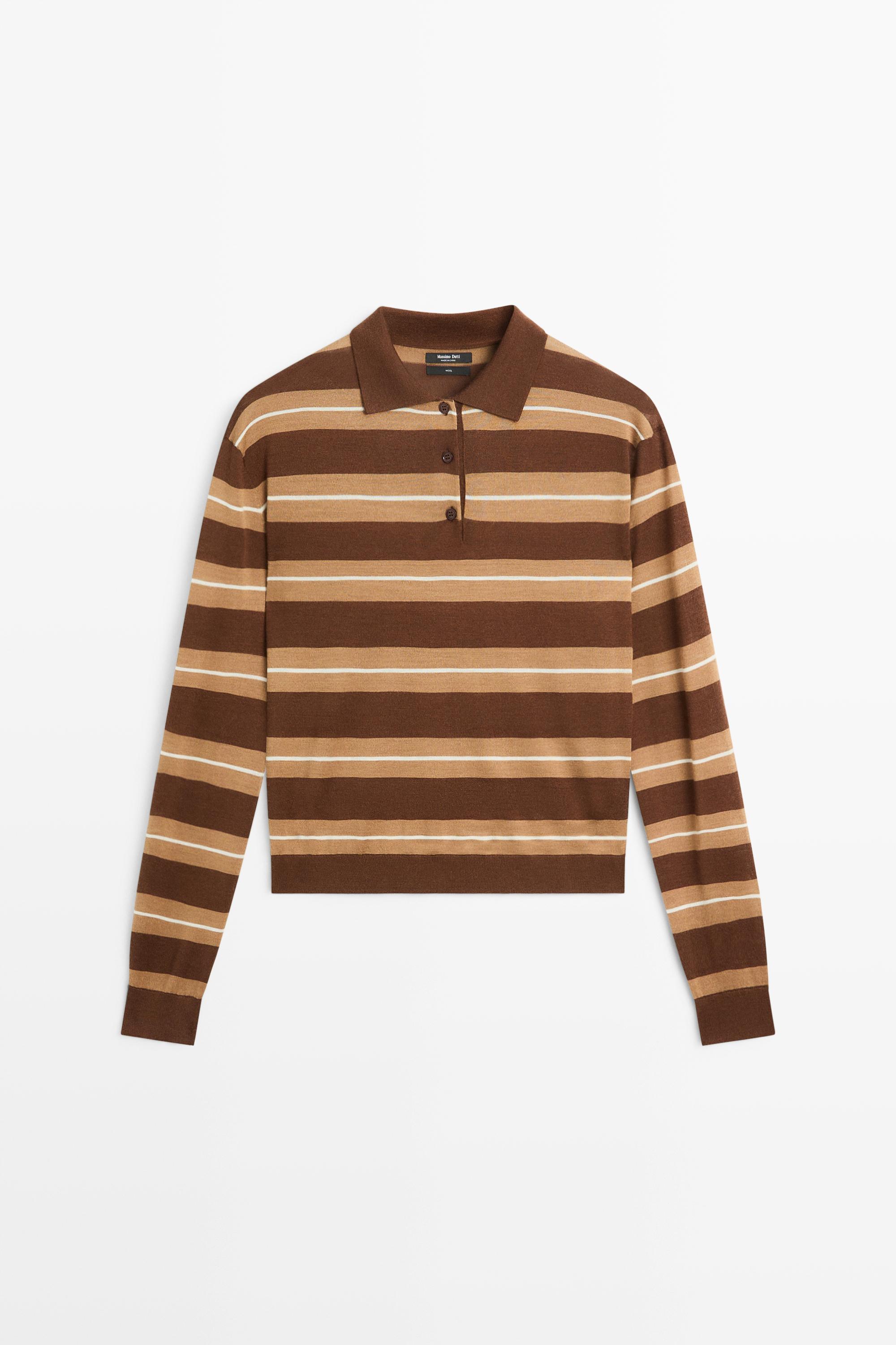 Massimo Dutti Çizgili detaylı polo yaka triko görsel 6