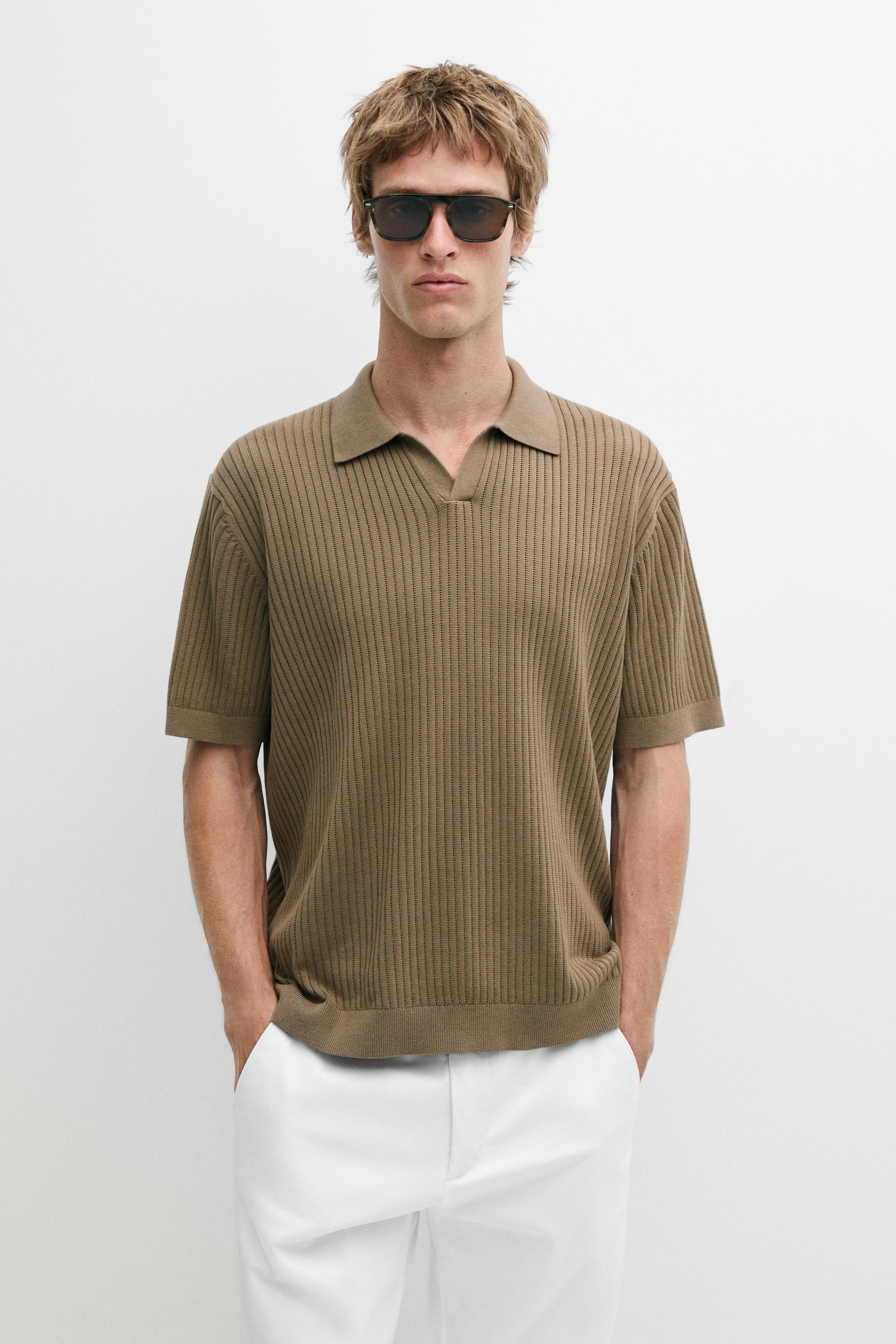 100% cotton ribbed knit polo sweater