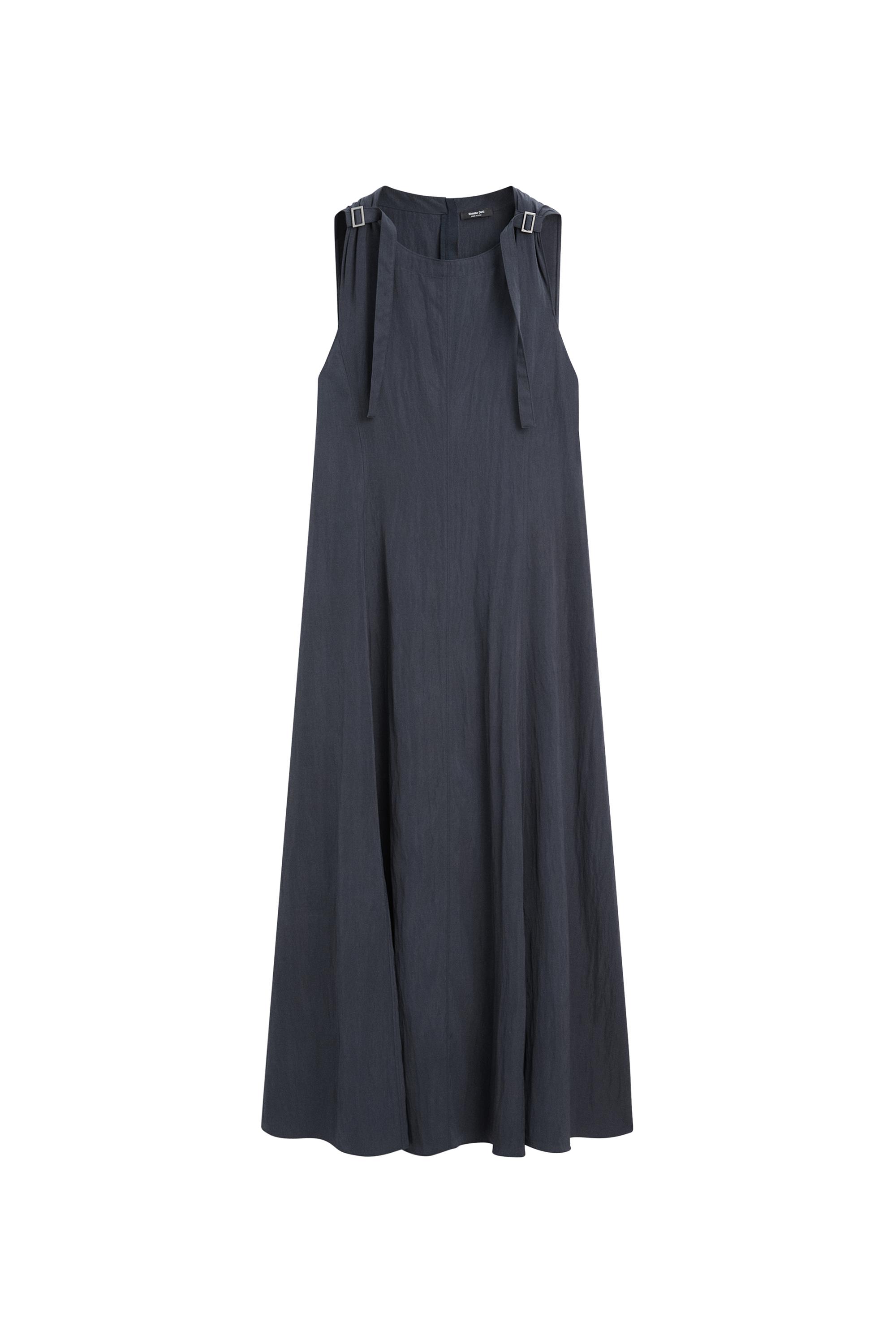 Flowing midi dress with buckles — GREY BLUE