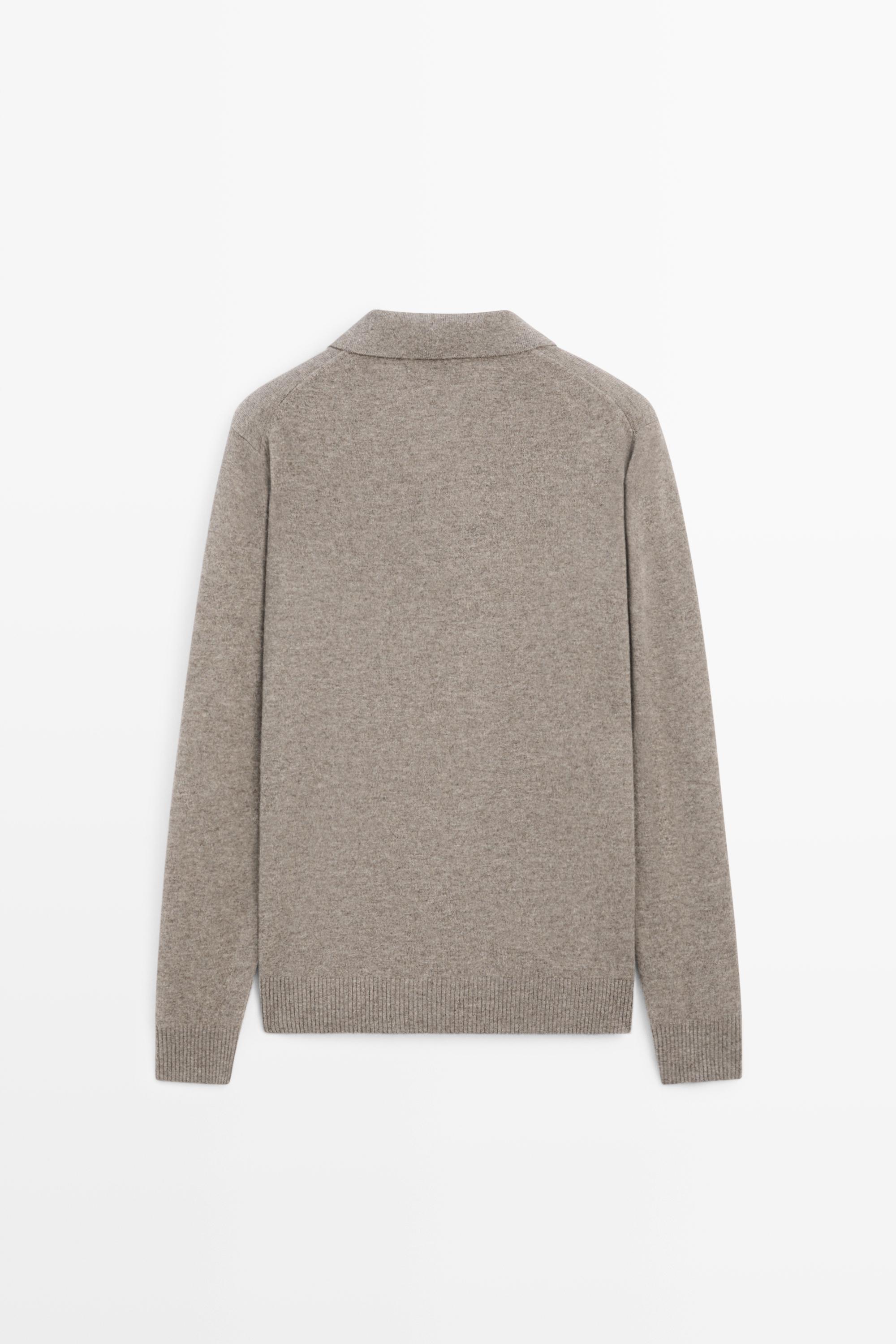 Wool cashmere blend polo sweater